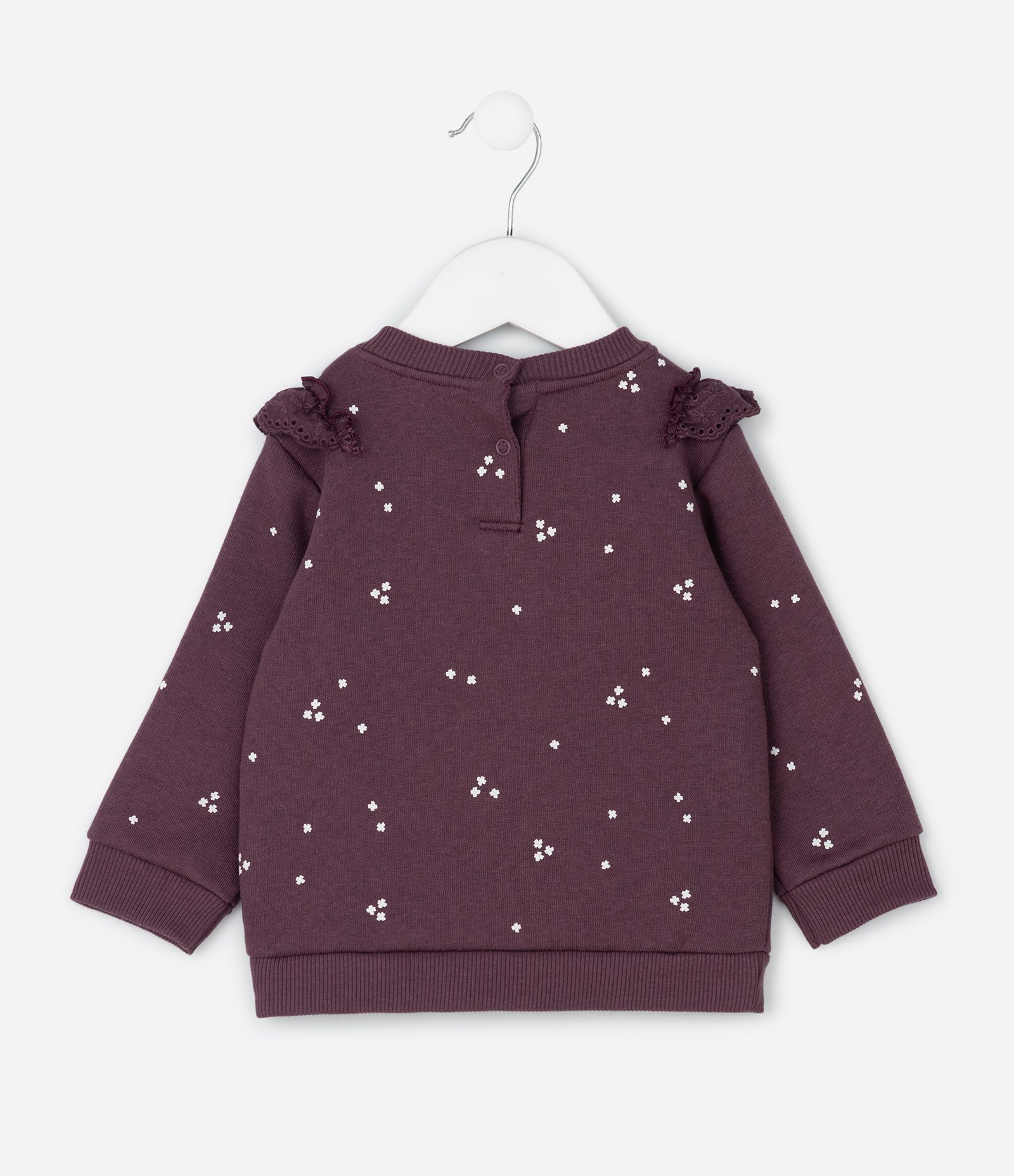 Casaco Infantil com Estampa Floral Patinho e Babados – Tam 0 a 18 Meses Roxo 3