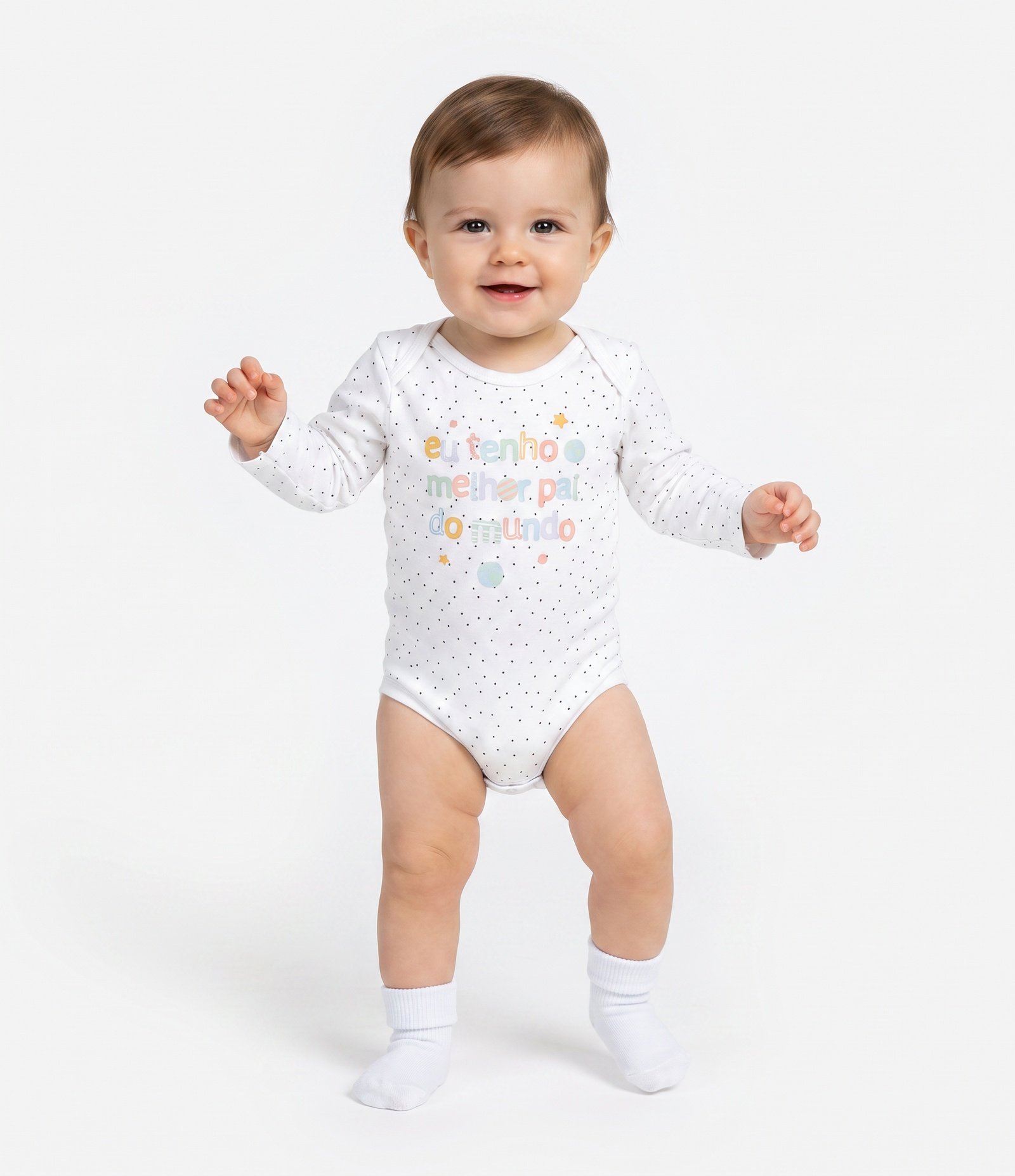Body Bebê com Lettering Melhor Pai do Mundo – Tam RN a 18 Meses Branco 1