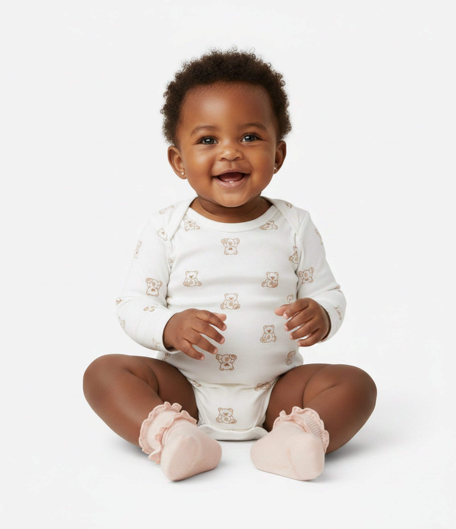 Body Infantil Manga Longa com Estampa Ursos – Tam RN a 18 Meses Branco 1