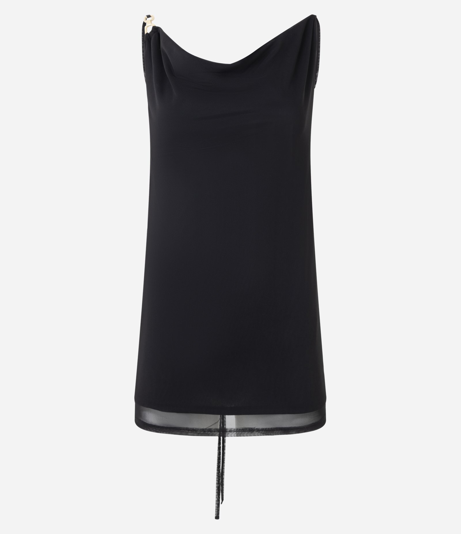 Vestido Curto com Alça Fina e Decote nas Costas Preto 1