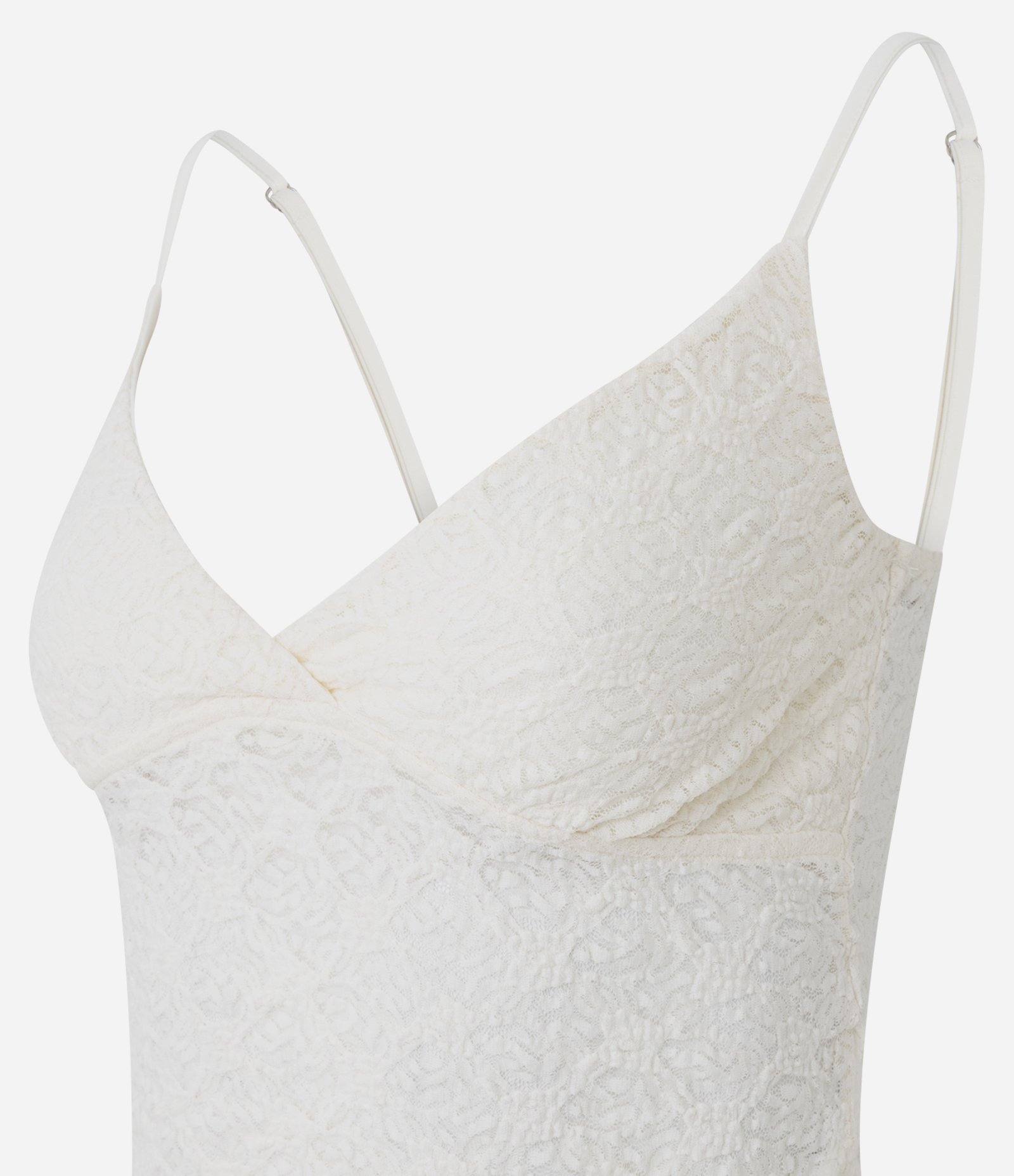 Blusa Regata em Renda Texturizada com Alças Finas Off White 2