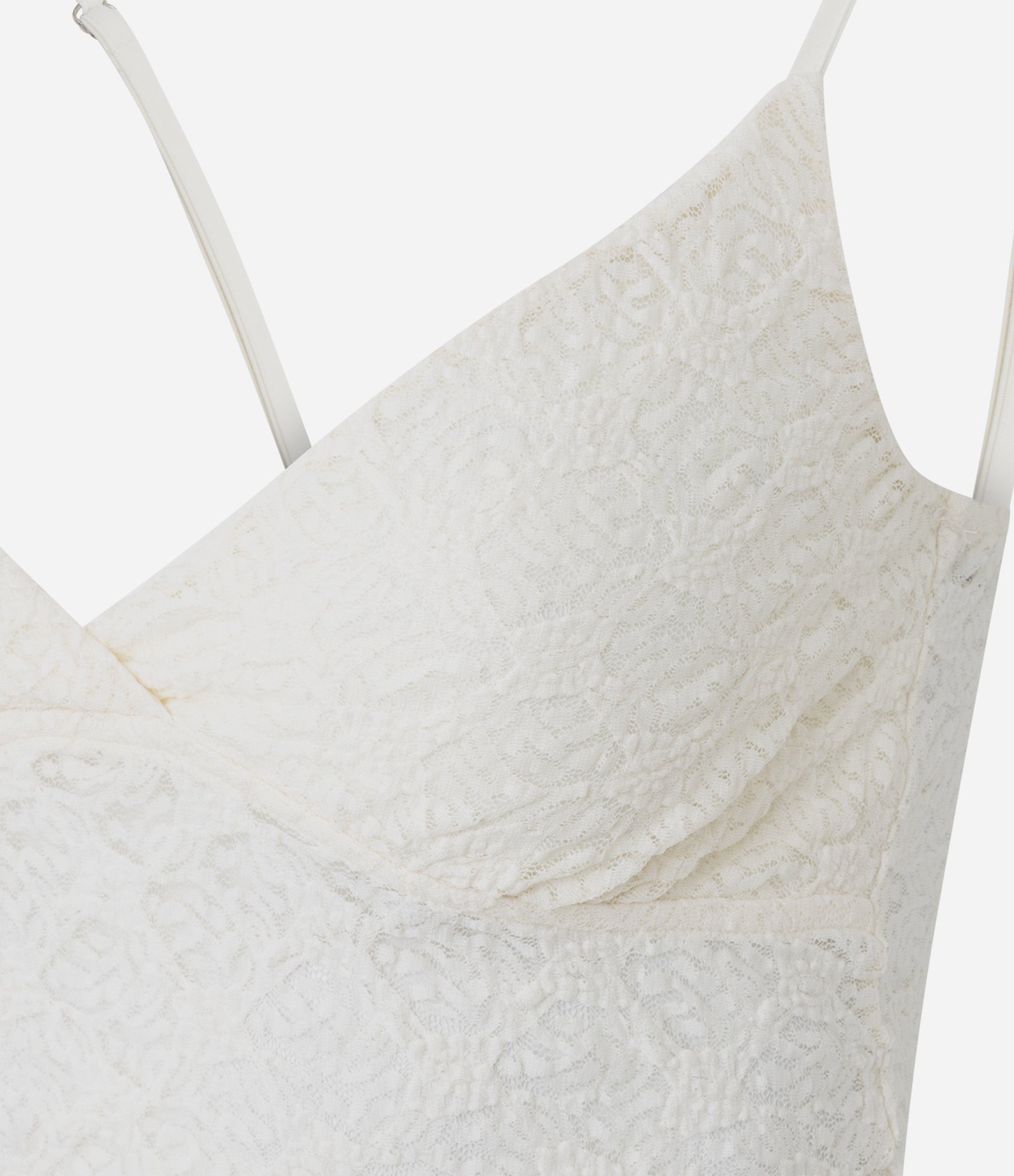 Blusa Regata em Renda Texturizada com Alças Finas Off White 3