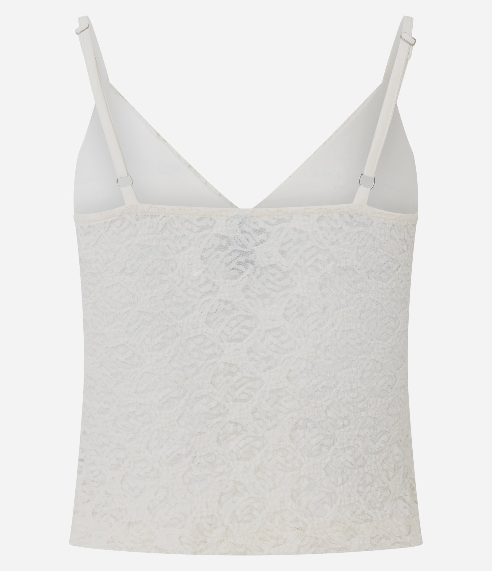 Blusa Regata em Renda Texturizada com Alças Finas Off White 4
