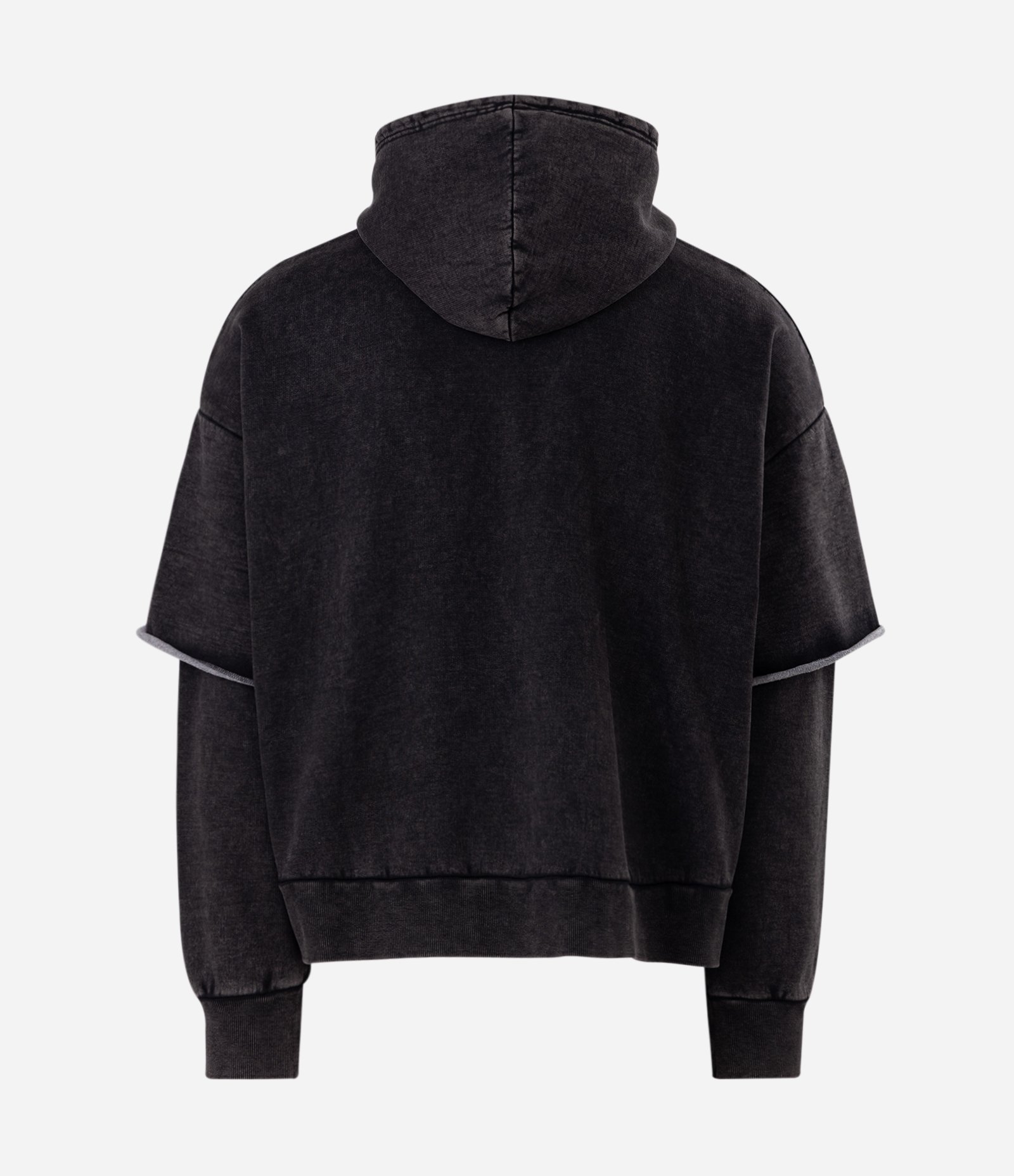 Moletom Oversized em Algodão Estampado com Capuz e Manga Sobreposta Preto 2