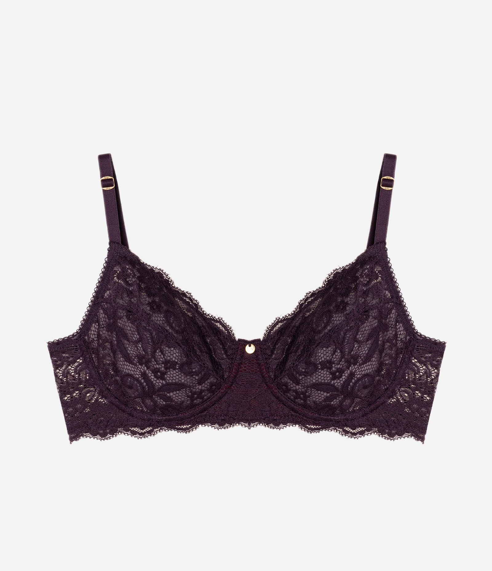 Sutiã Sem Bojo e Com Aro em Renda Floral Roxo 5