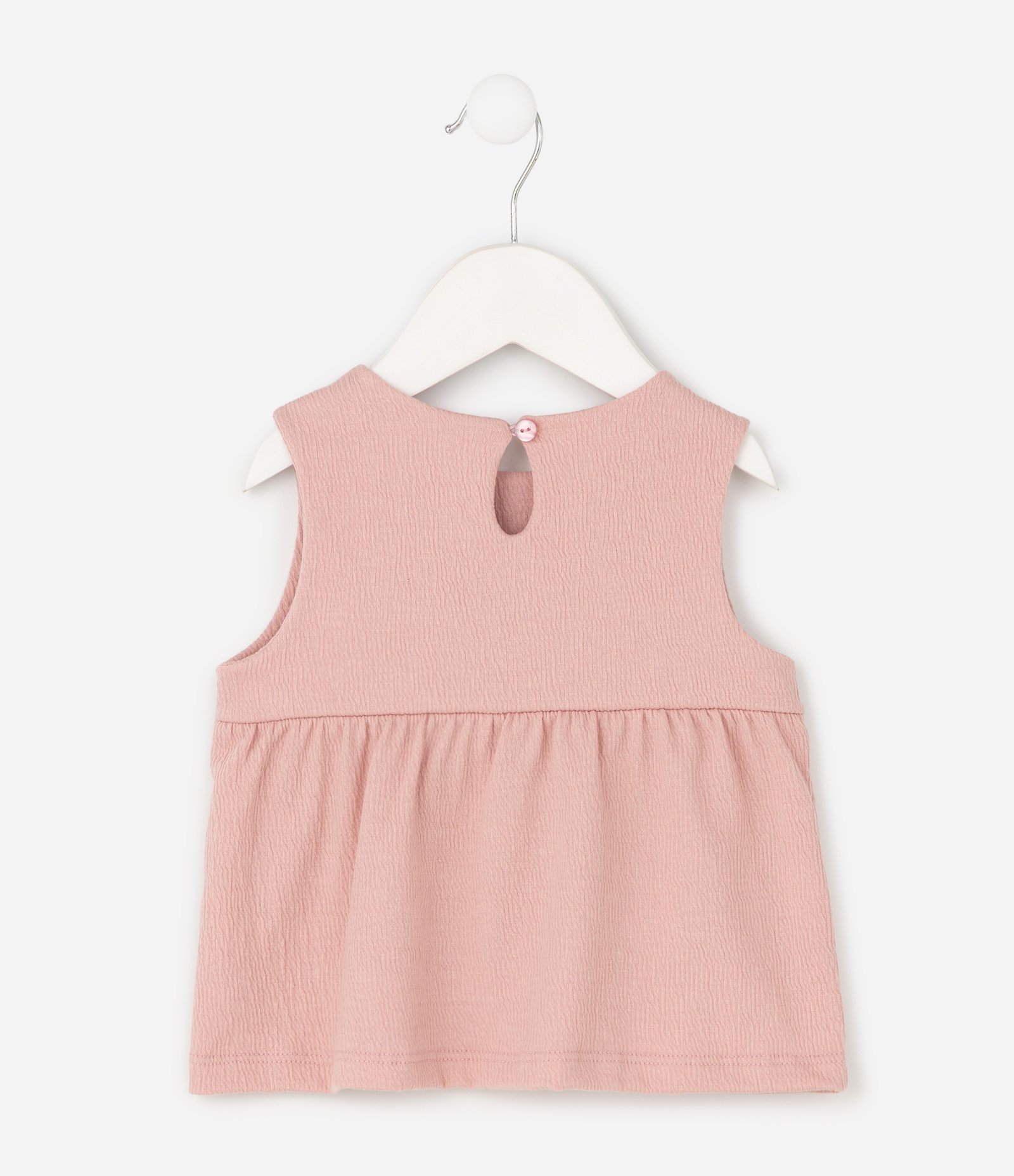 Conjunto Infantil em Anarruga com Bordado Floral – Tam 0 a 18 Meses Rosa 4