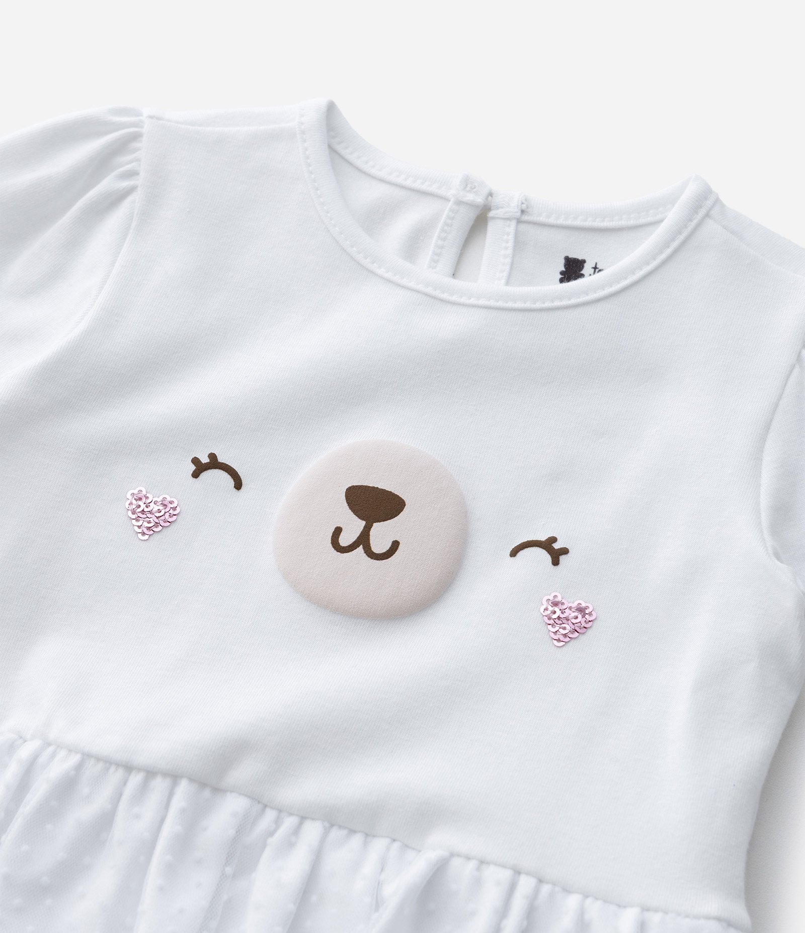 Vestido Body Infantil com Coelhinha e Faixa de Cabelo - Tam 0 a 18 Meses Branco 10