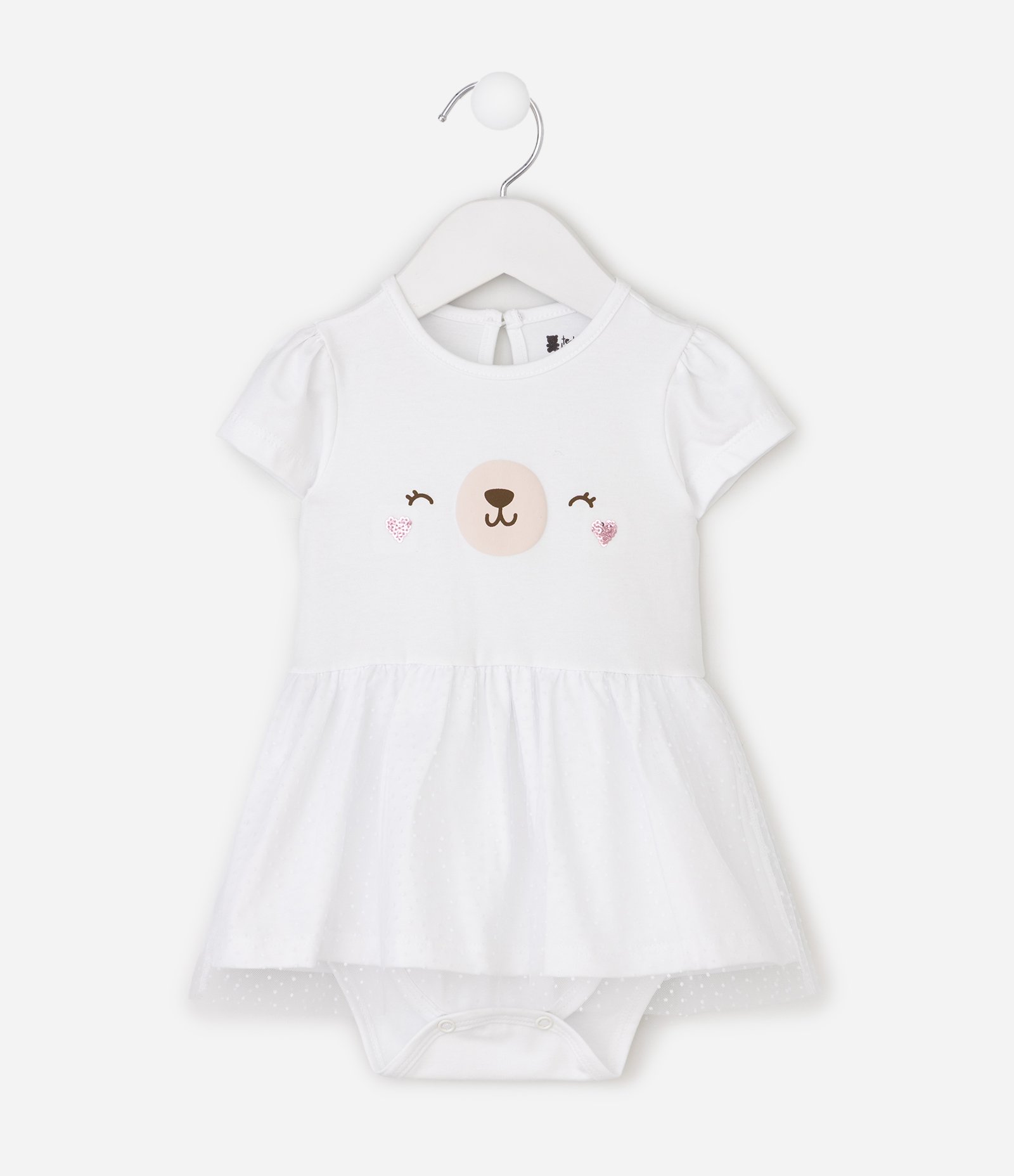 Vestido Body Infantil com Coelhinha e Faixa de Cabelo - Tam 0 a 18 Meses Branco 3