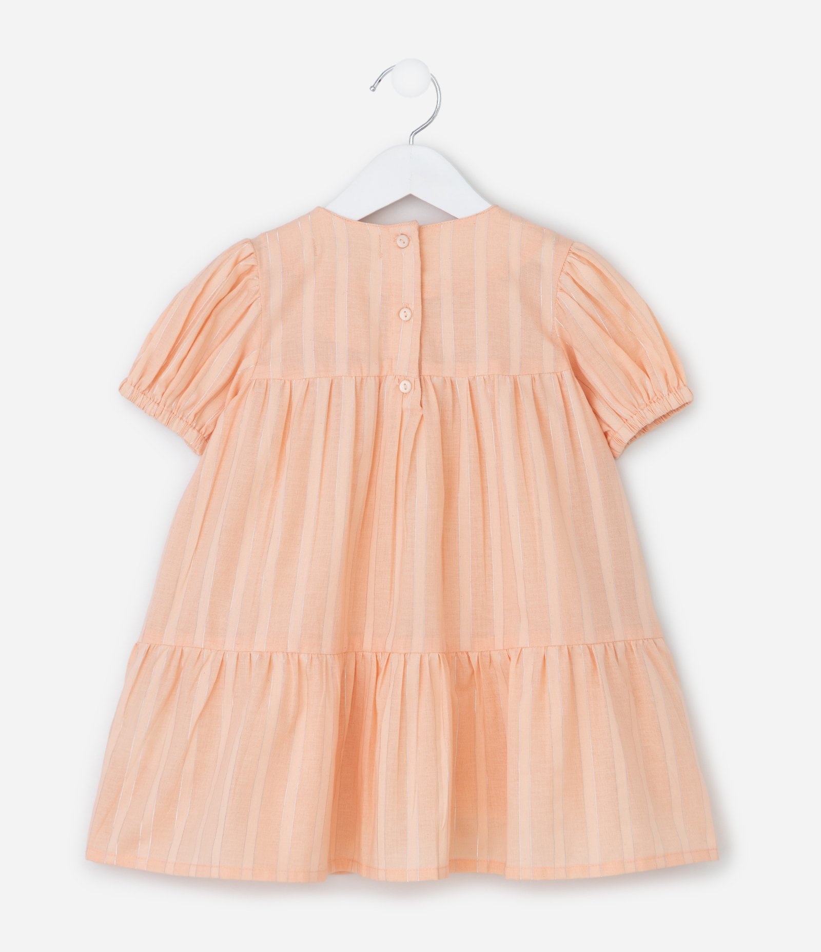 Vestido Infantil em Tricoline com Recortes Marias – Tam 1 a 6 Anos Rosê Claro 3