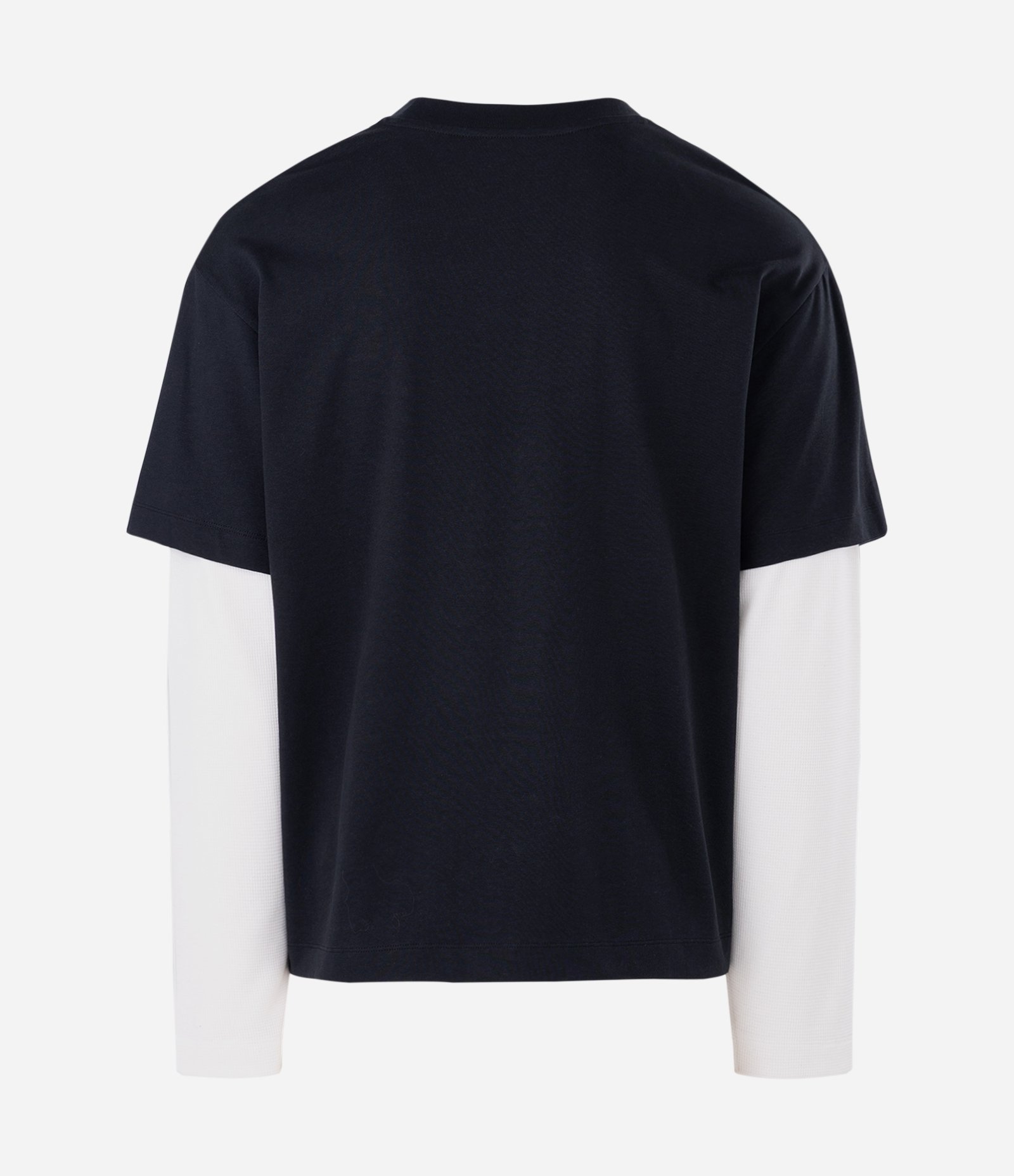 Camiseta Oversized Manga Longa em Algodão com Manga Curta Sobreposta Preto 5