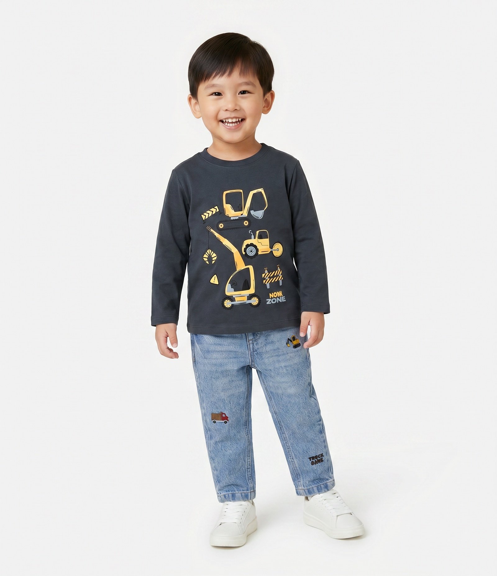 Calça Infantil em Jeans com Bordado Tratores – Tam 1 a 6 Anos Azul 1