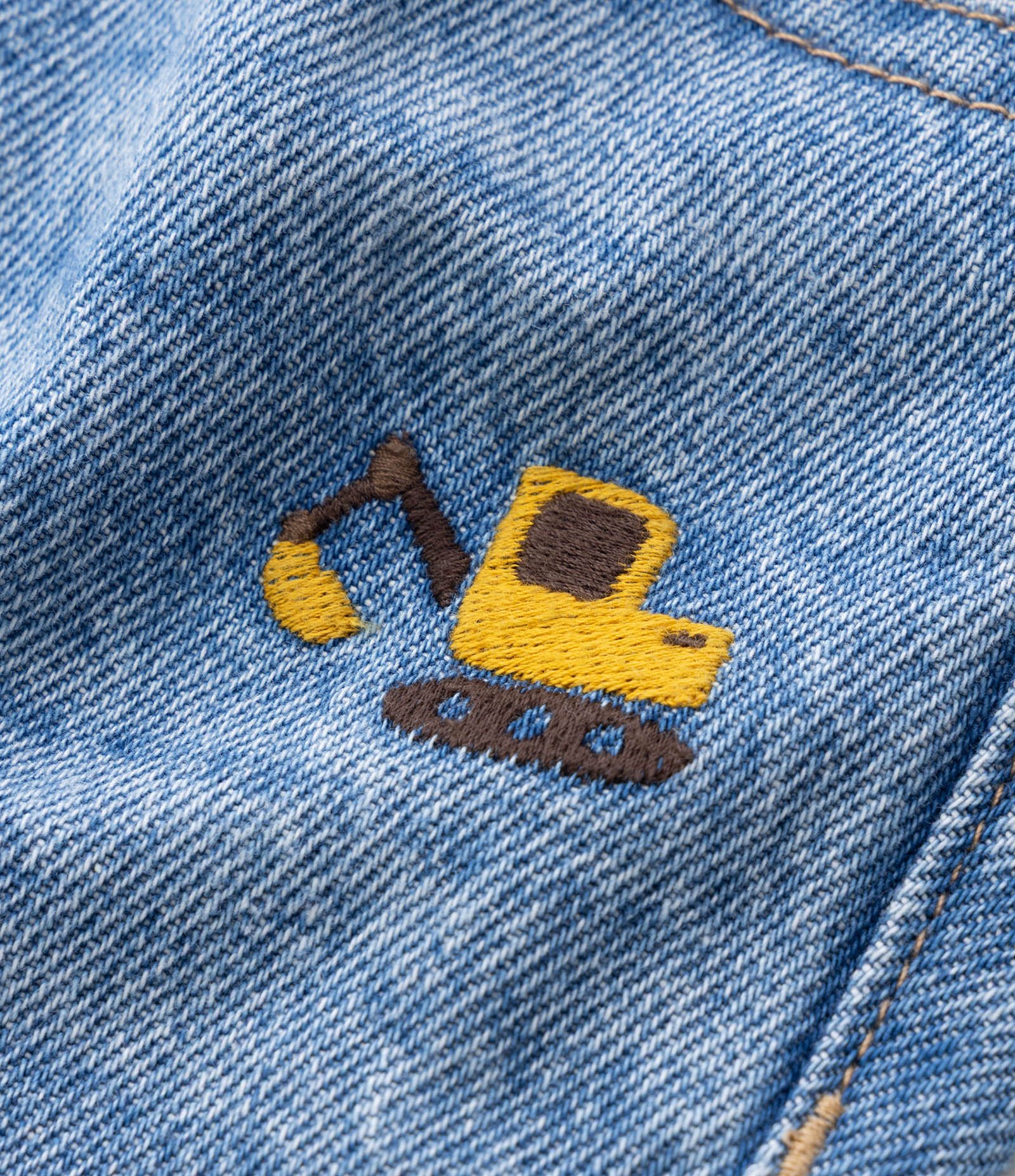 Calça Infantil em Jeans com Bordado Tratores – Tam 1 a 6 Anos Azul 5