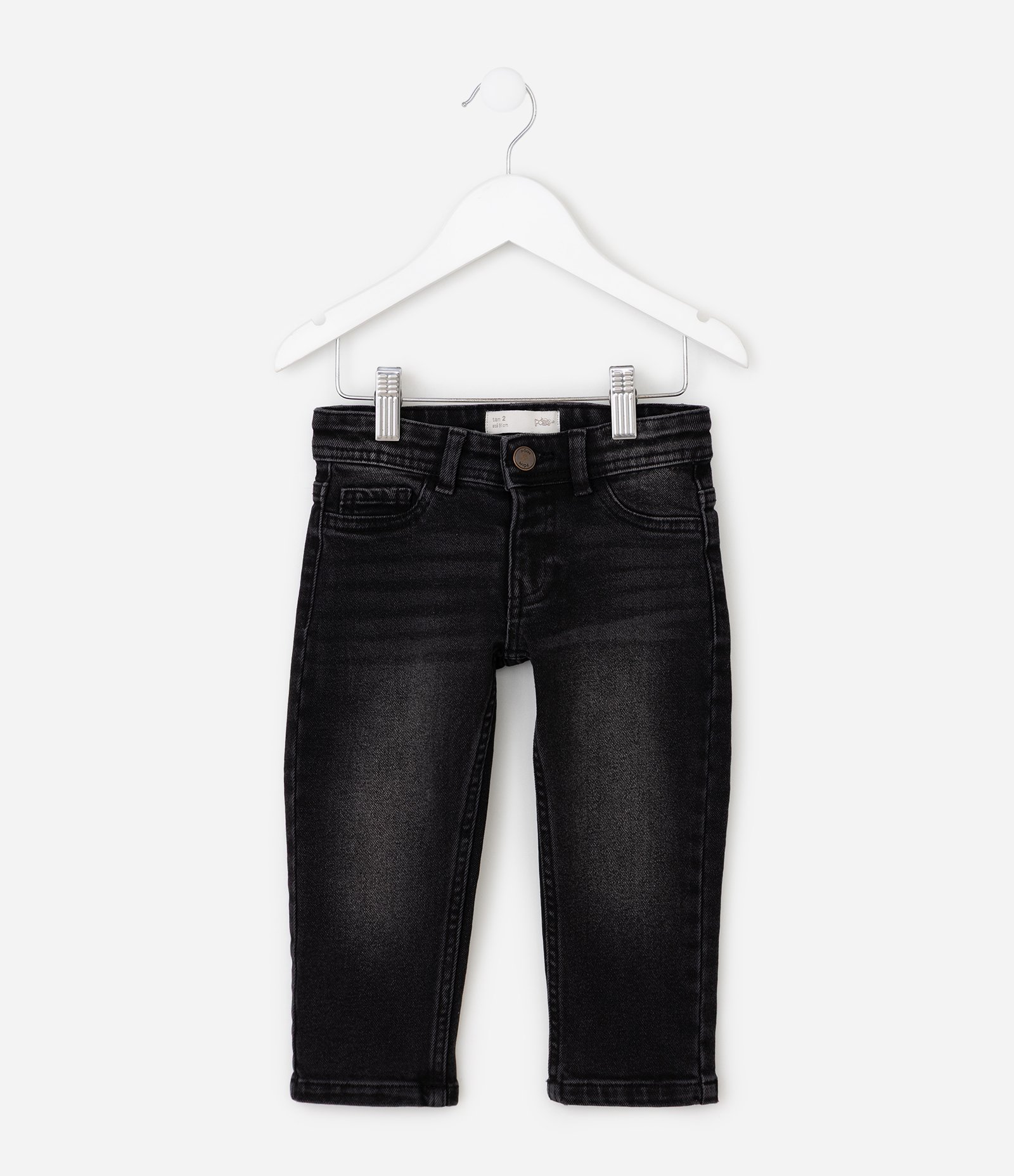 Calça Infantil em Jeans com Lavagem Estonada – Tam 1 a 6 Anos Preto 2