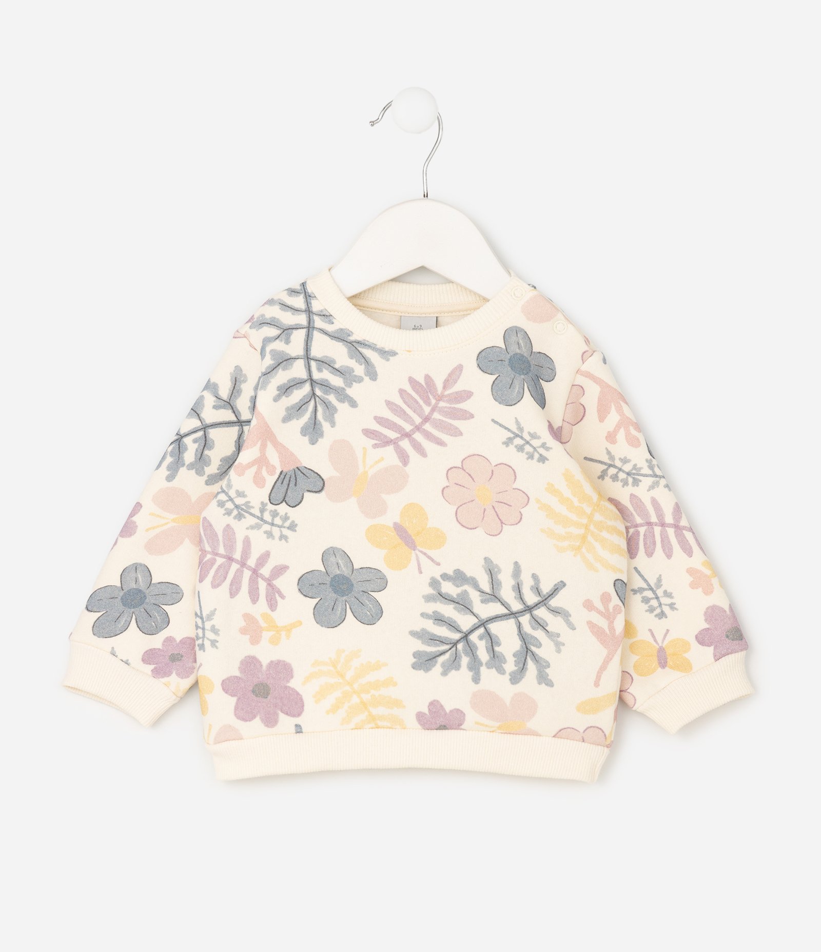 Casaco Infantil em Moletom com Estampa Folhagem – Tam 0 a 18 Meses Off White 2