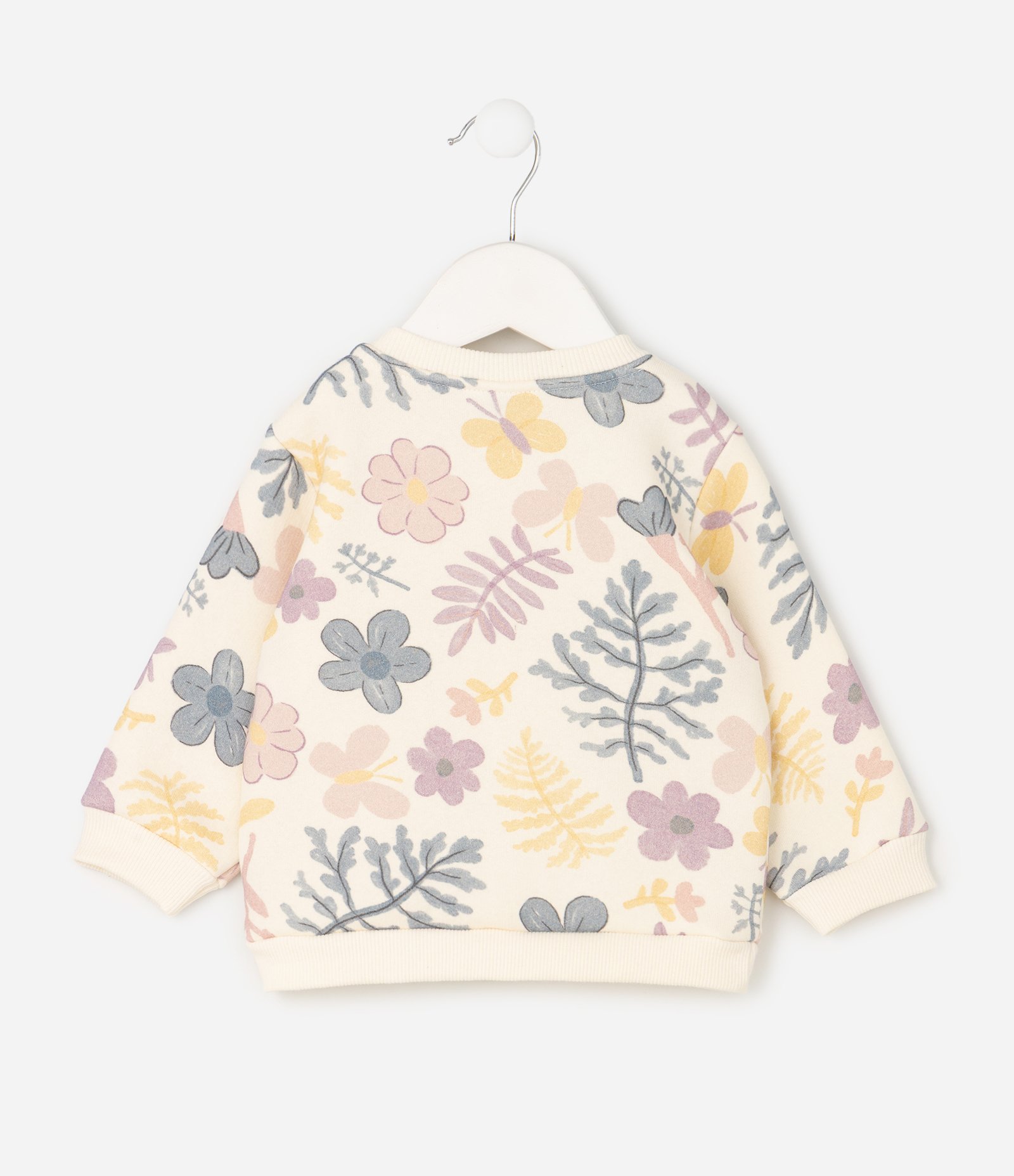 Casaco Infantil em Moletom com Estampa Folhagem – Tam 0 a 18 Meses Off White 3
