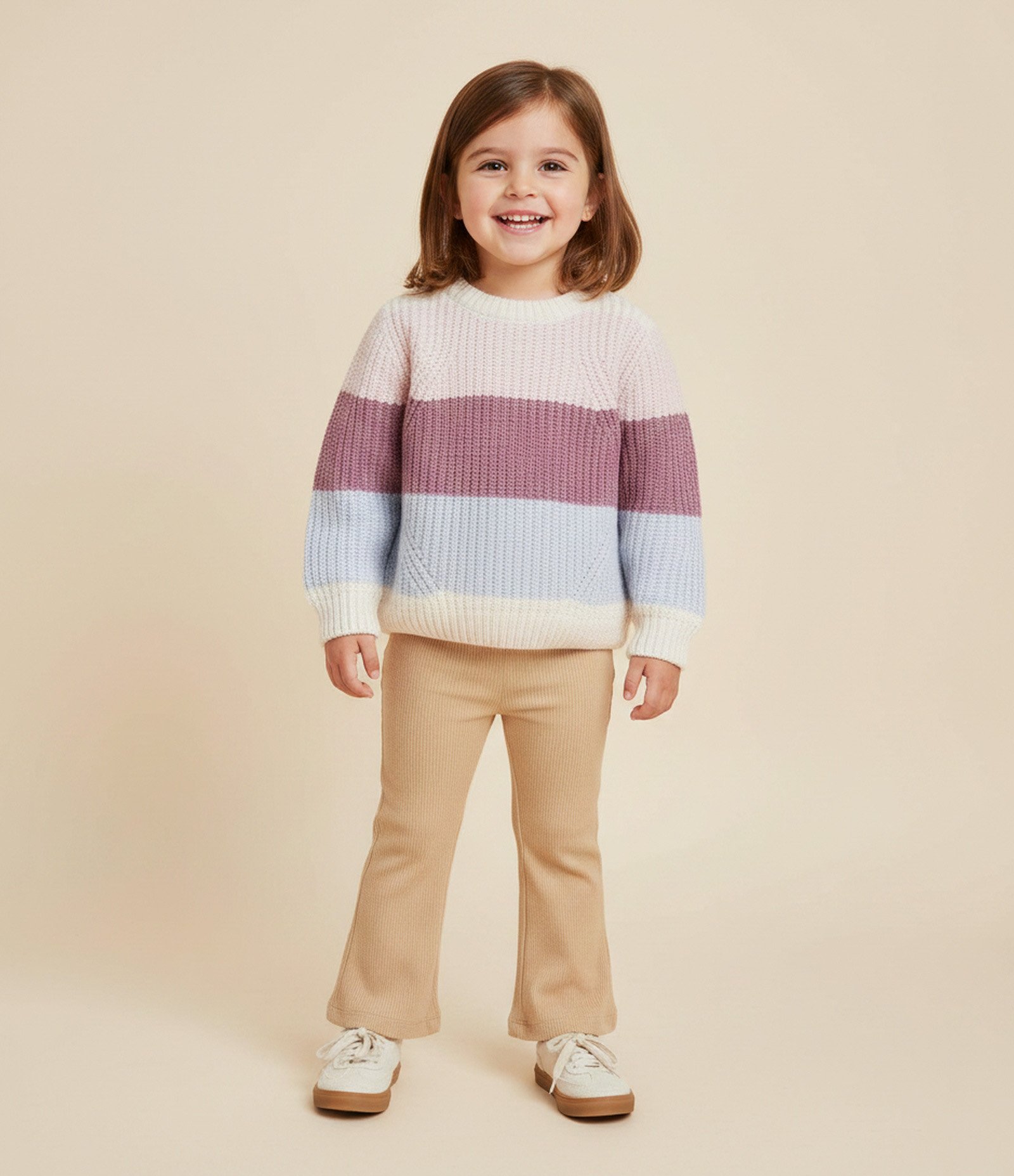Suéter Infantil em Chenille Retilínea com Listras – Tam 1 a 6 Anos Rosa 1