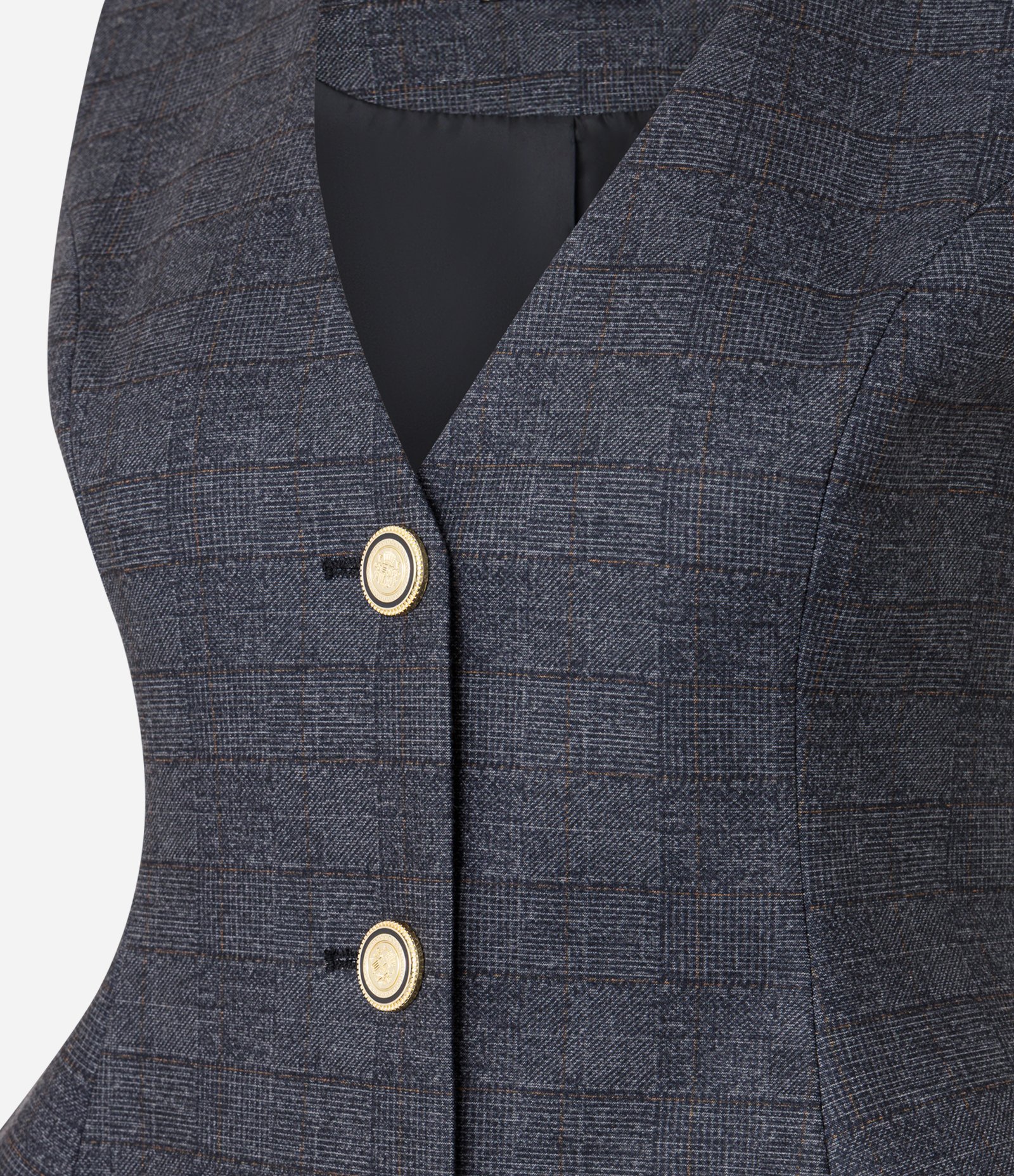 Colete Peplum em Ponto Roma com Estampa Xadrez Cinza 2