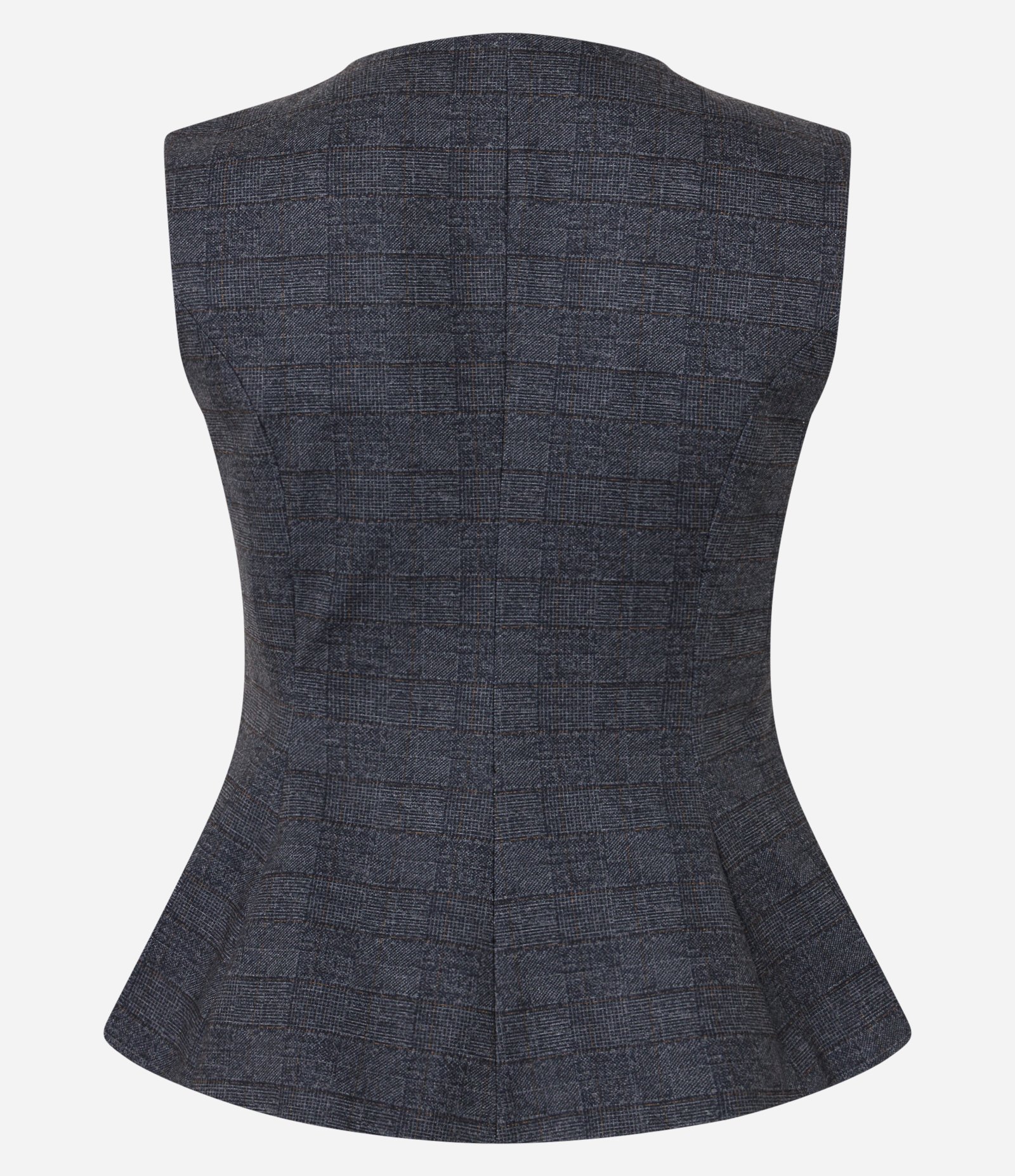 Colete Peplum em Ponto Roma com Estampa Xadrez Cinza 3