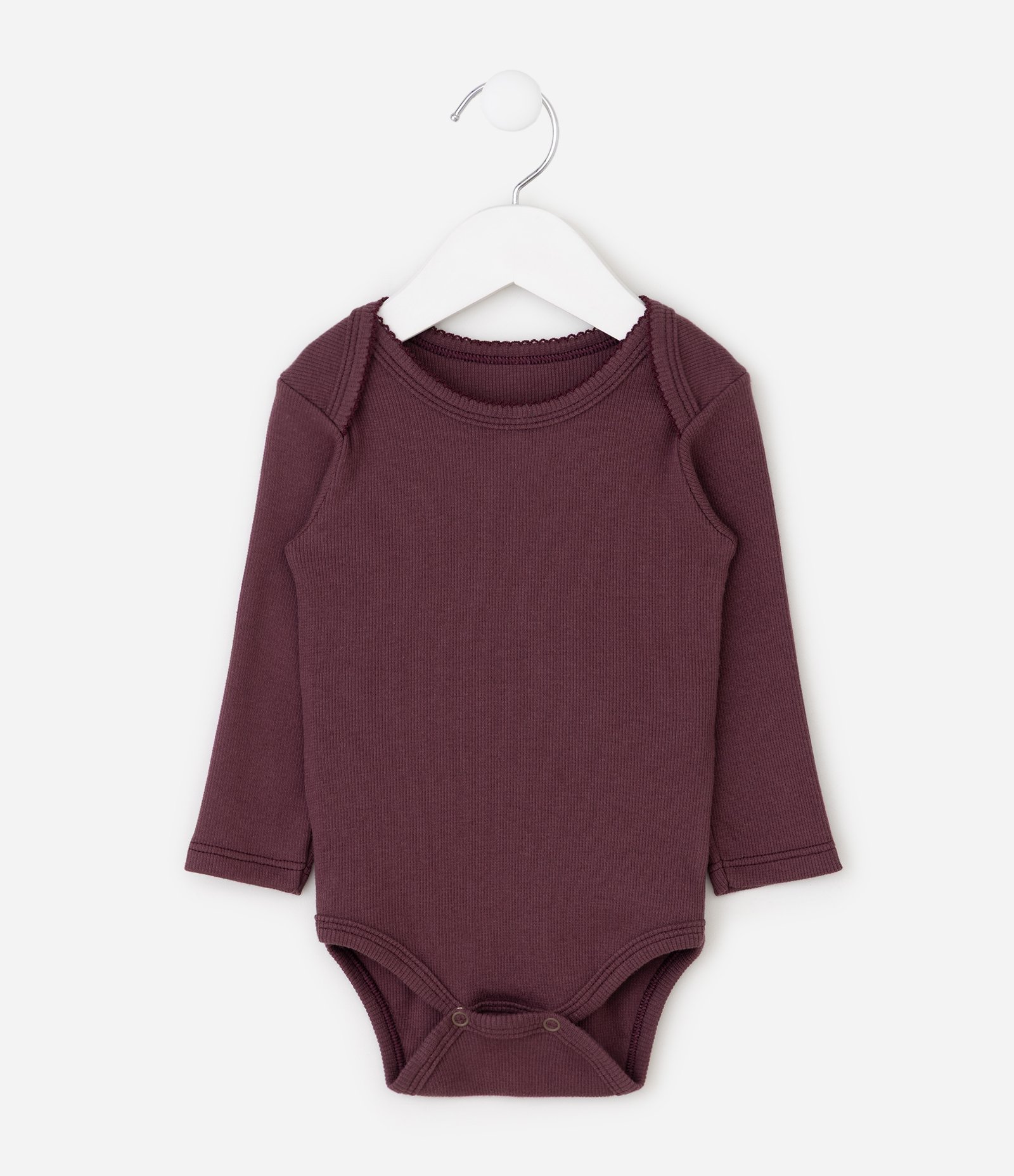 Body Infantil em Cotton Pointelle com Gola Americana – Tam RN a 18 Meses Vinho 2