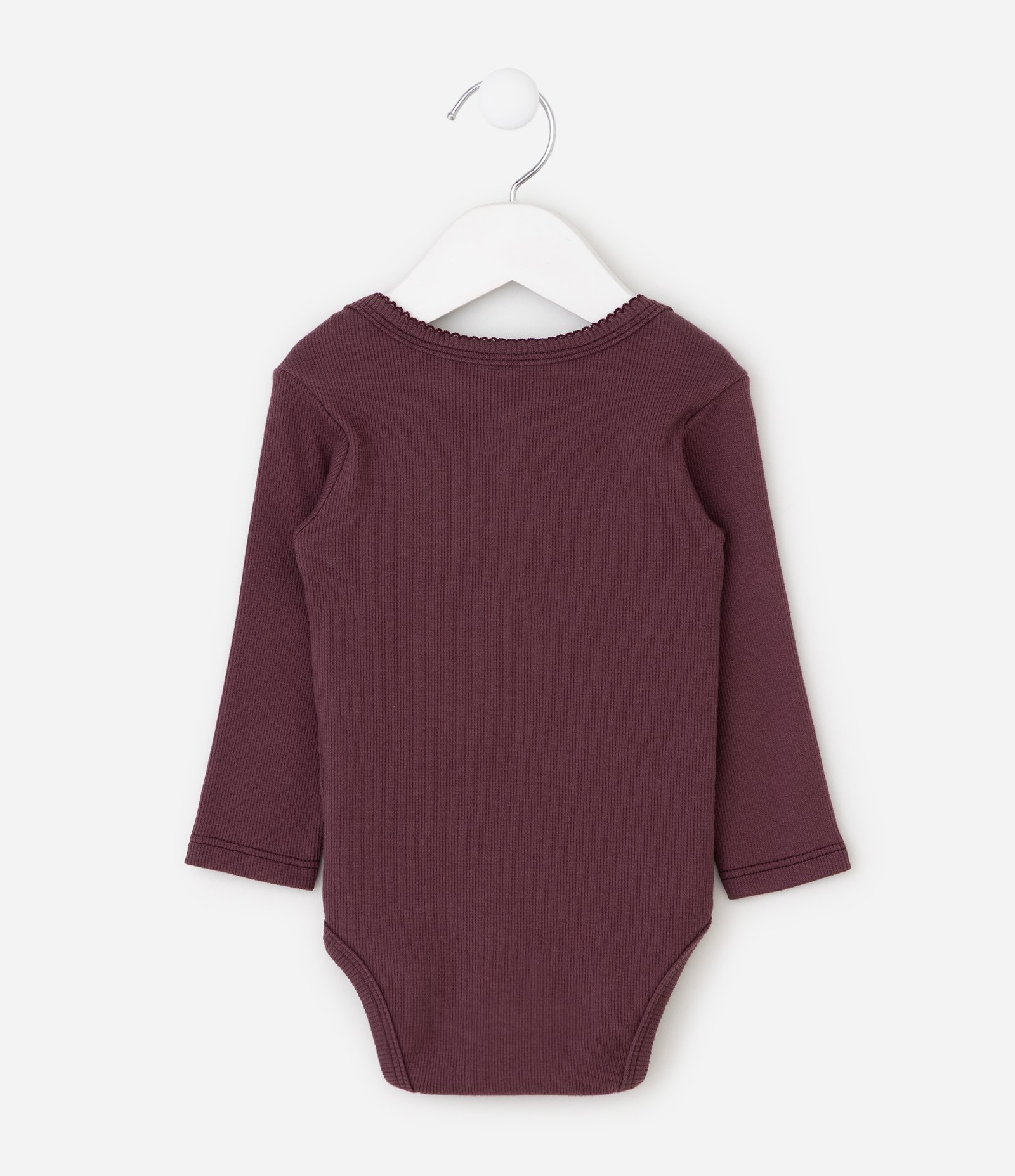 Body Infantil em Cotton Pointelle com Gola Americana – Tam RN a 18 Meses Vinho 3