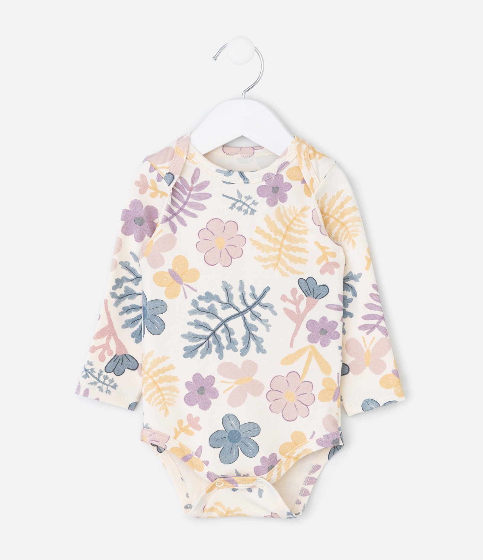 Body Infantil com Estampa Folhagem Aquarelada – Tam 0 a 18 Meses Off White 1