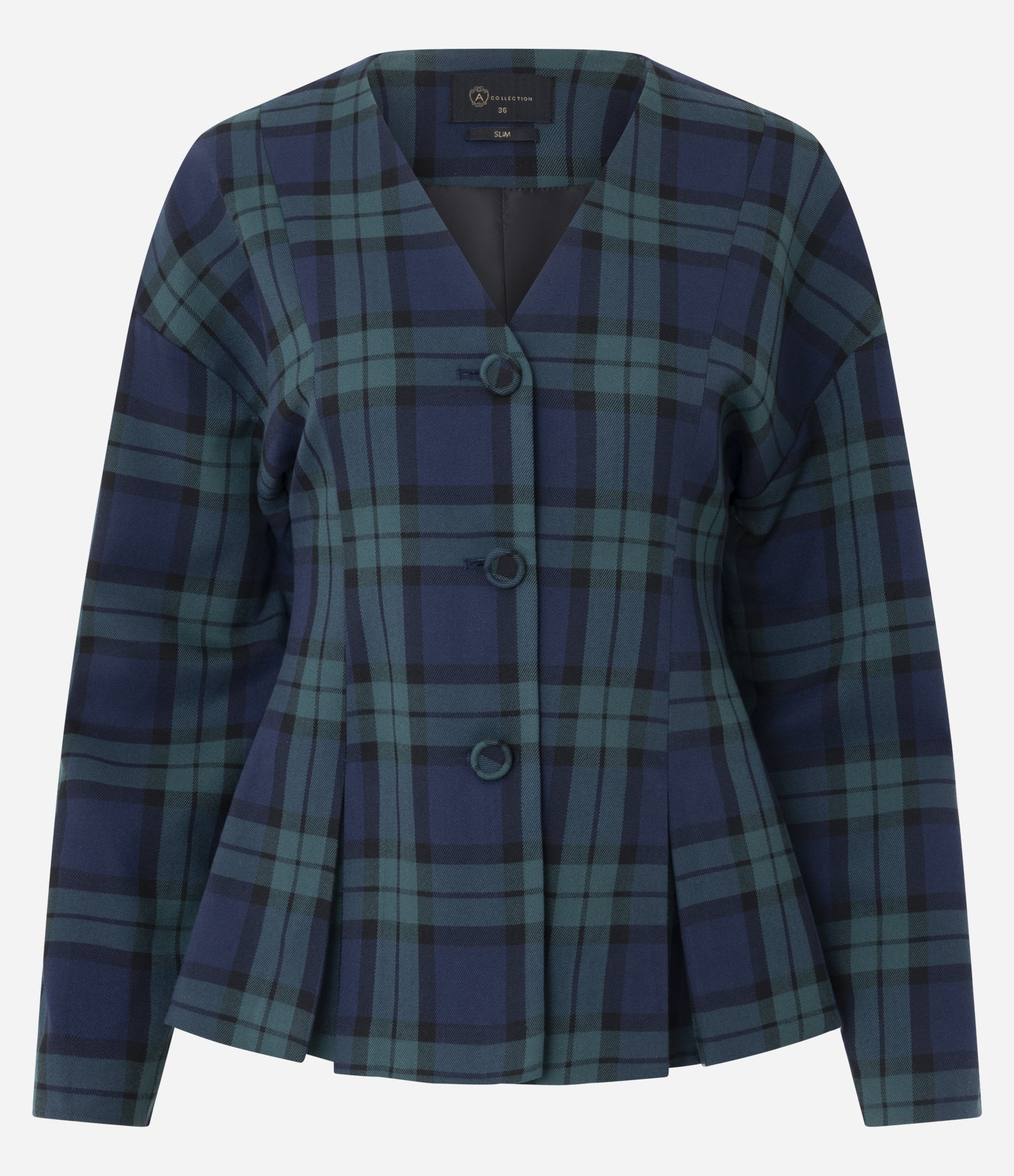 Blazer Peplum Alfaiatado com Estampa Xadrez Azul 5