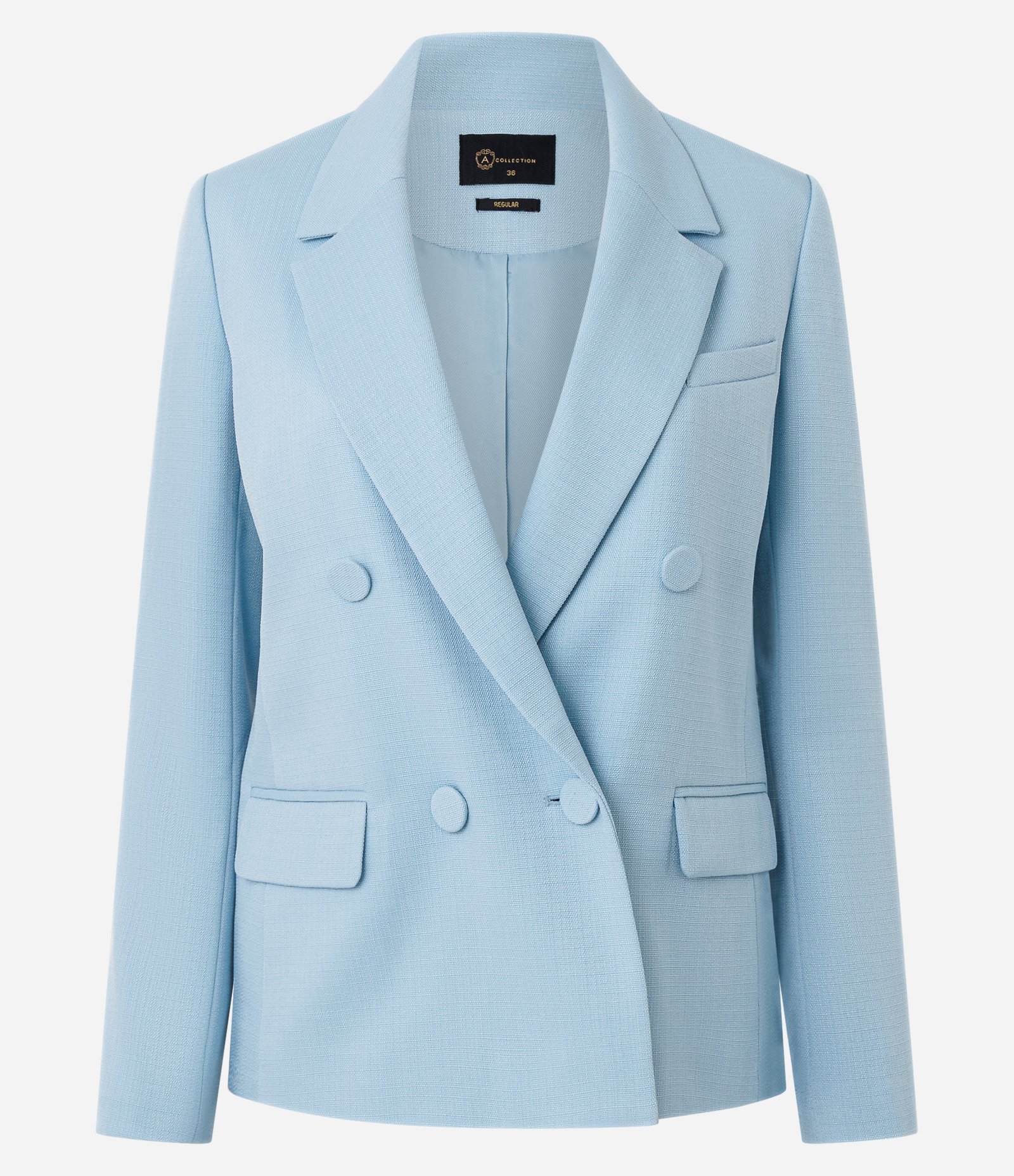 Blazer Transpassado com Botões Forrados Azul 6