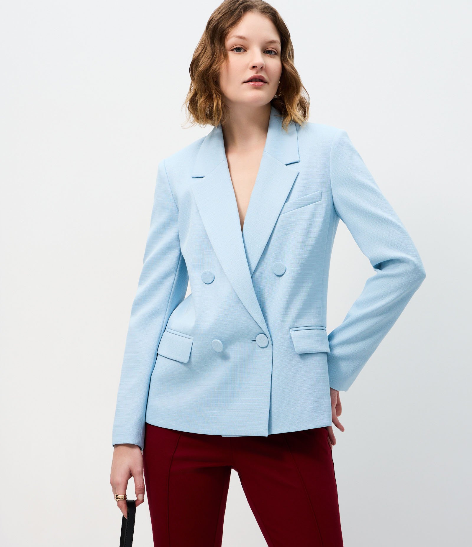 Blazer Transpassado com Botões Forrados Azul 1