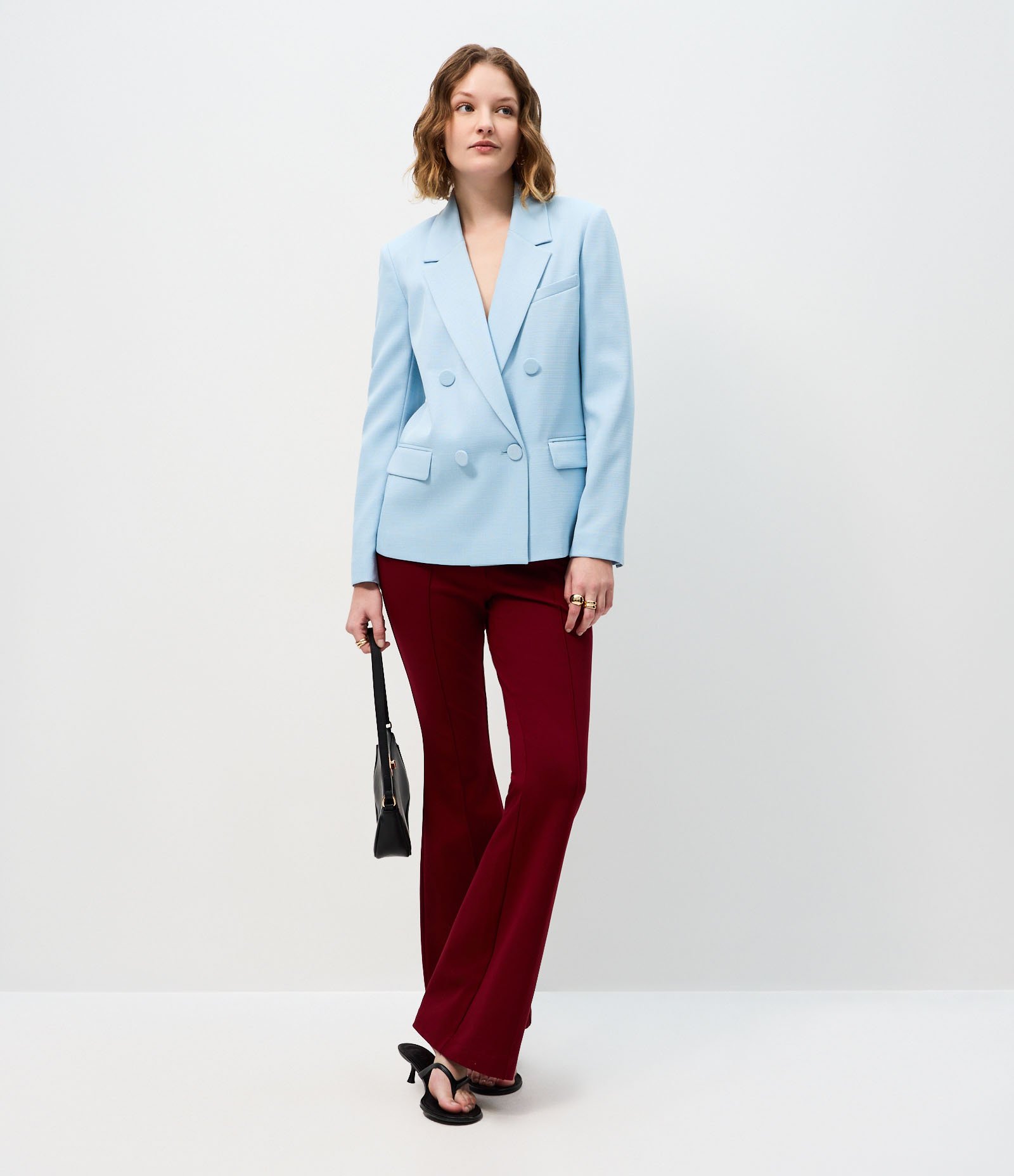Blazer Transpassado com Botões Forrados Azul 2