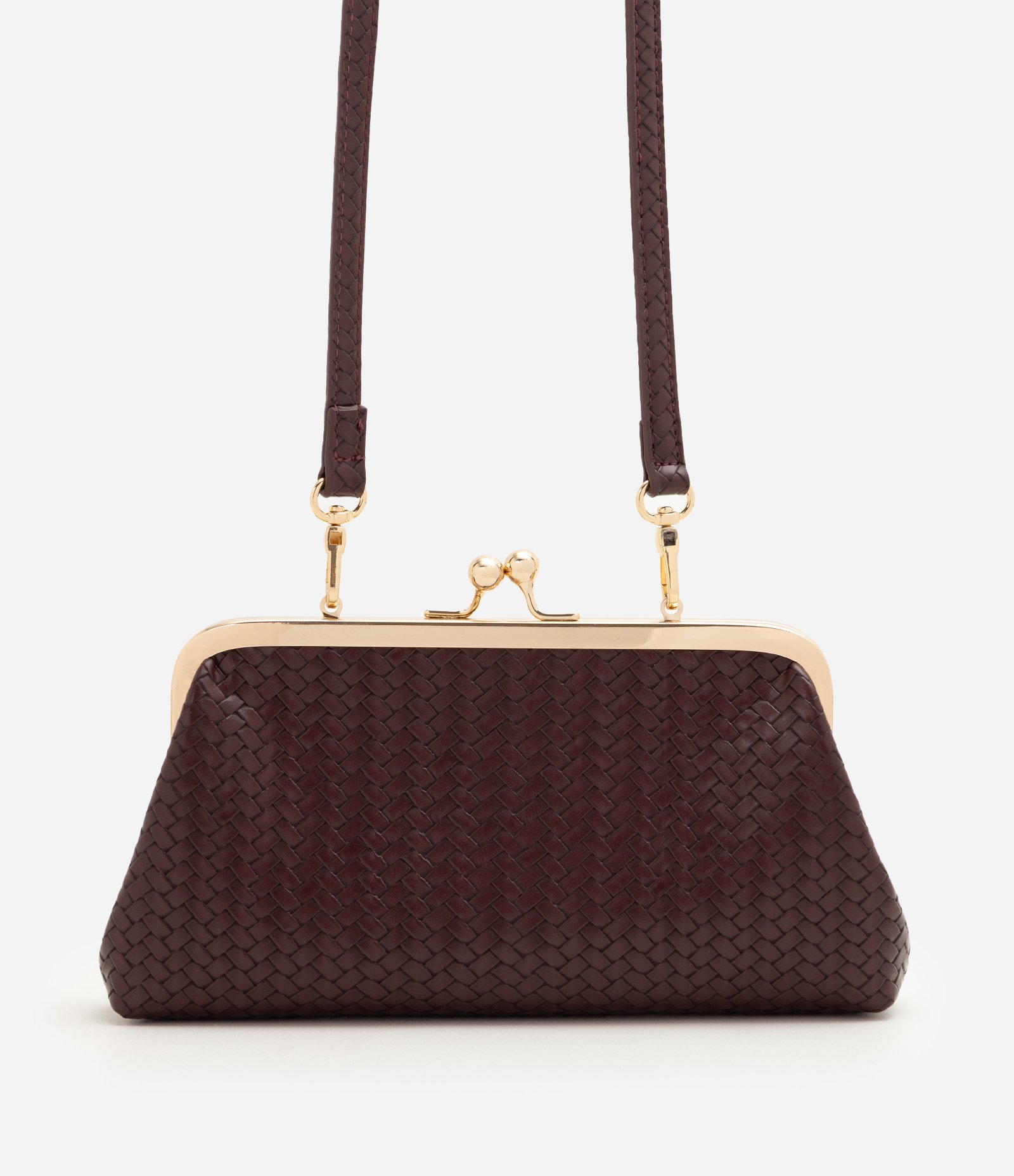 Bolsa Clutch Média em PU Texturizado com Alça Longa Removível Vinho 3