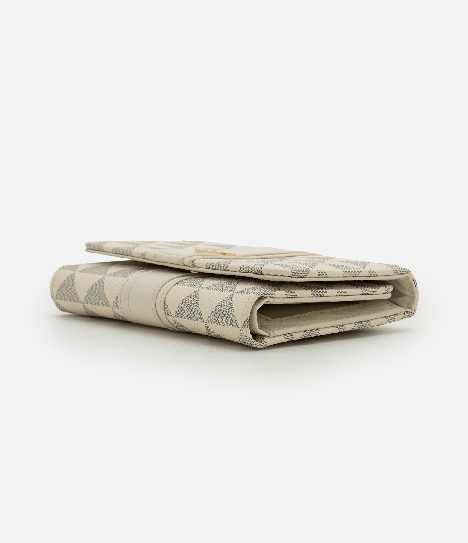 Carteira Envelope Média em PU com Estampa Triângulos Off White 2