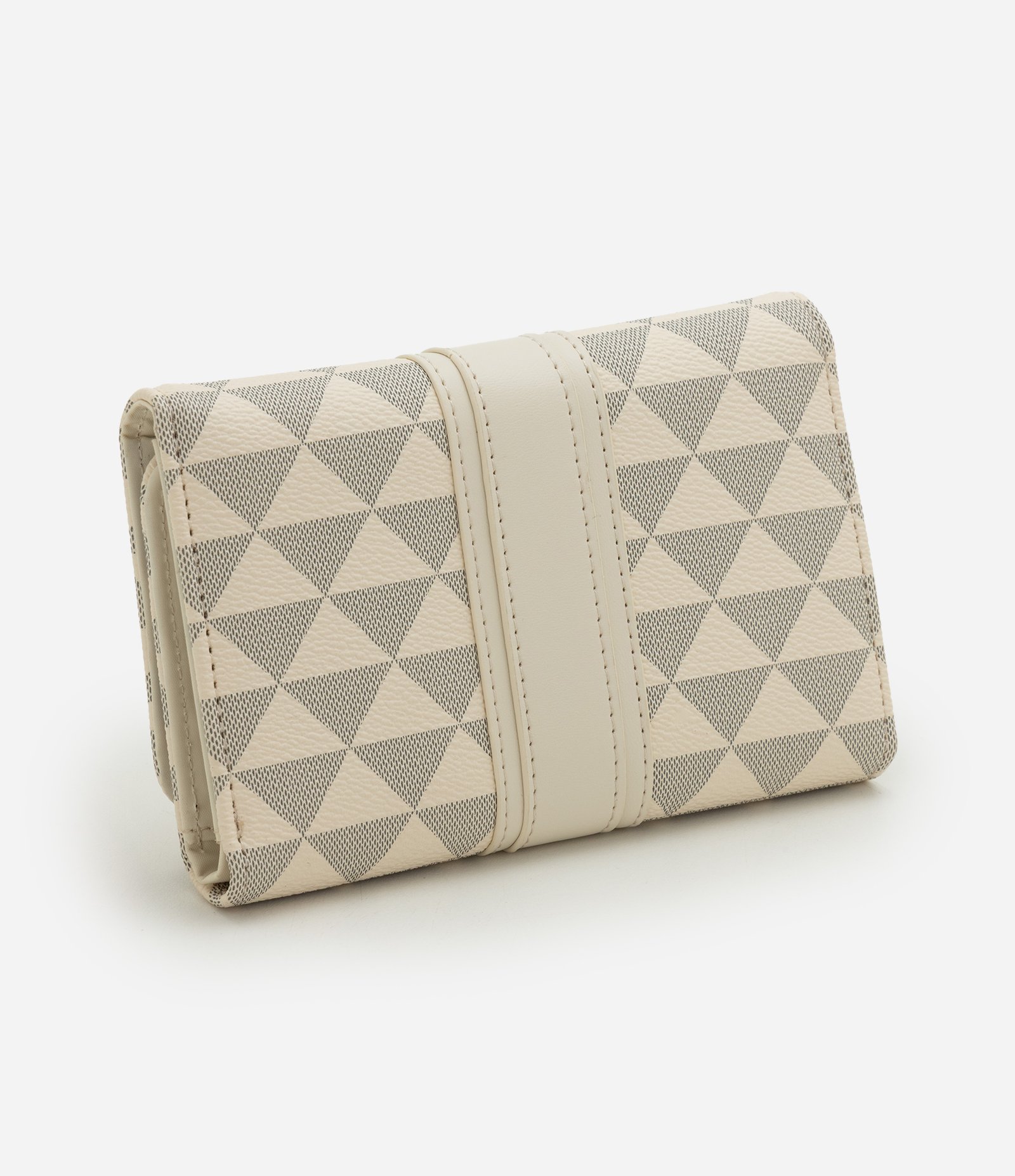 Carteira Envelope Média em PU com Estampa Triângulos Off White 3