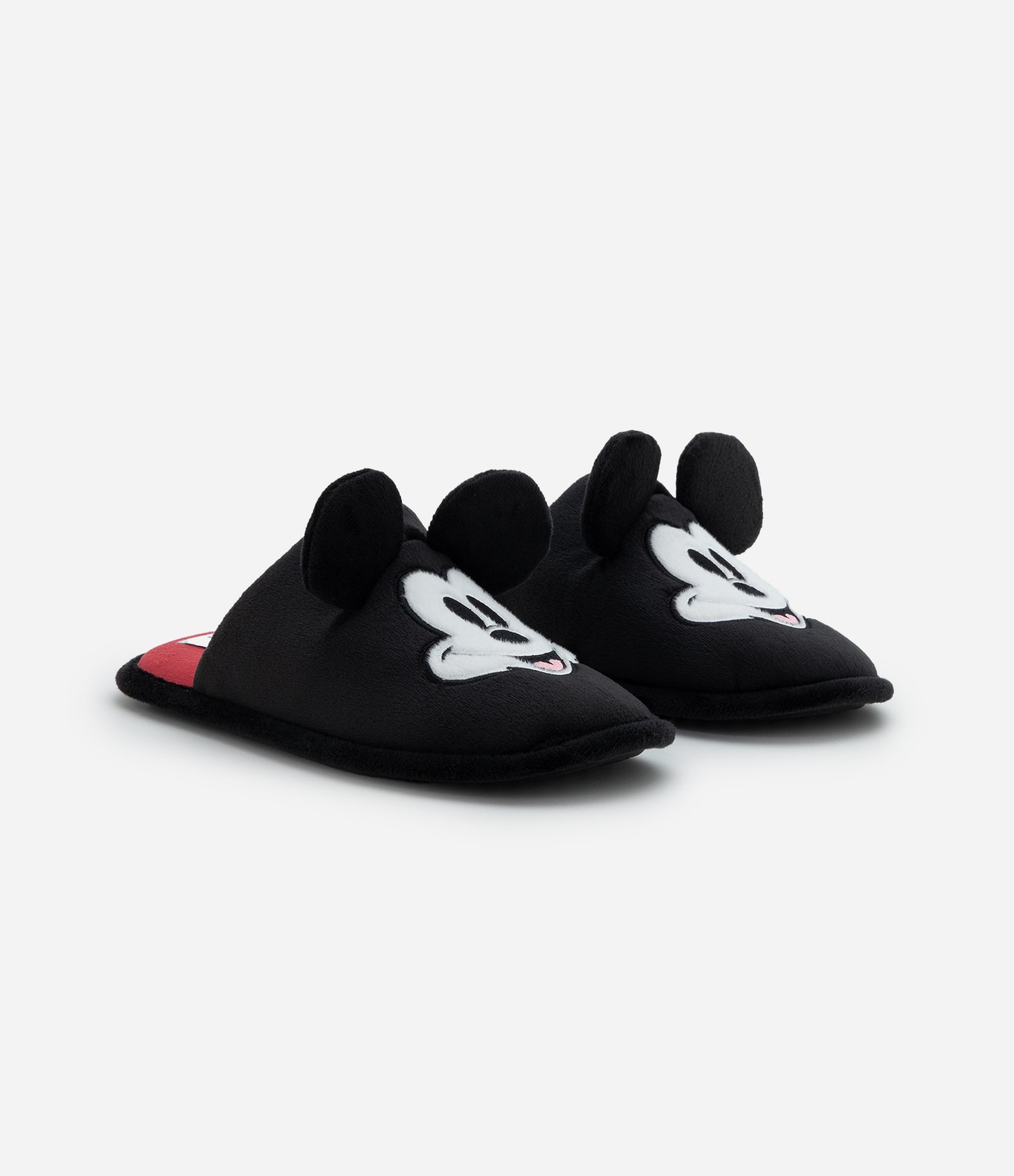 Pantufa Aberta com Bordado Mickey Mouse e Orelhinhas Preto 3