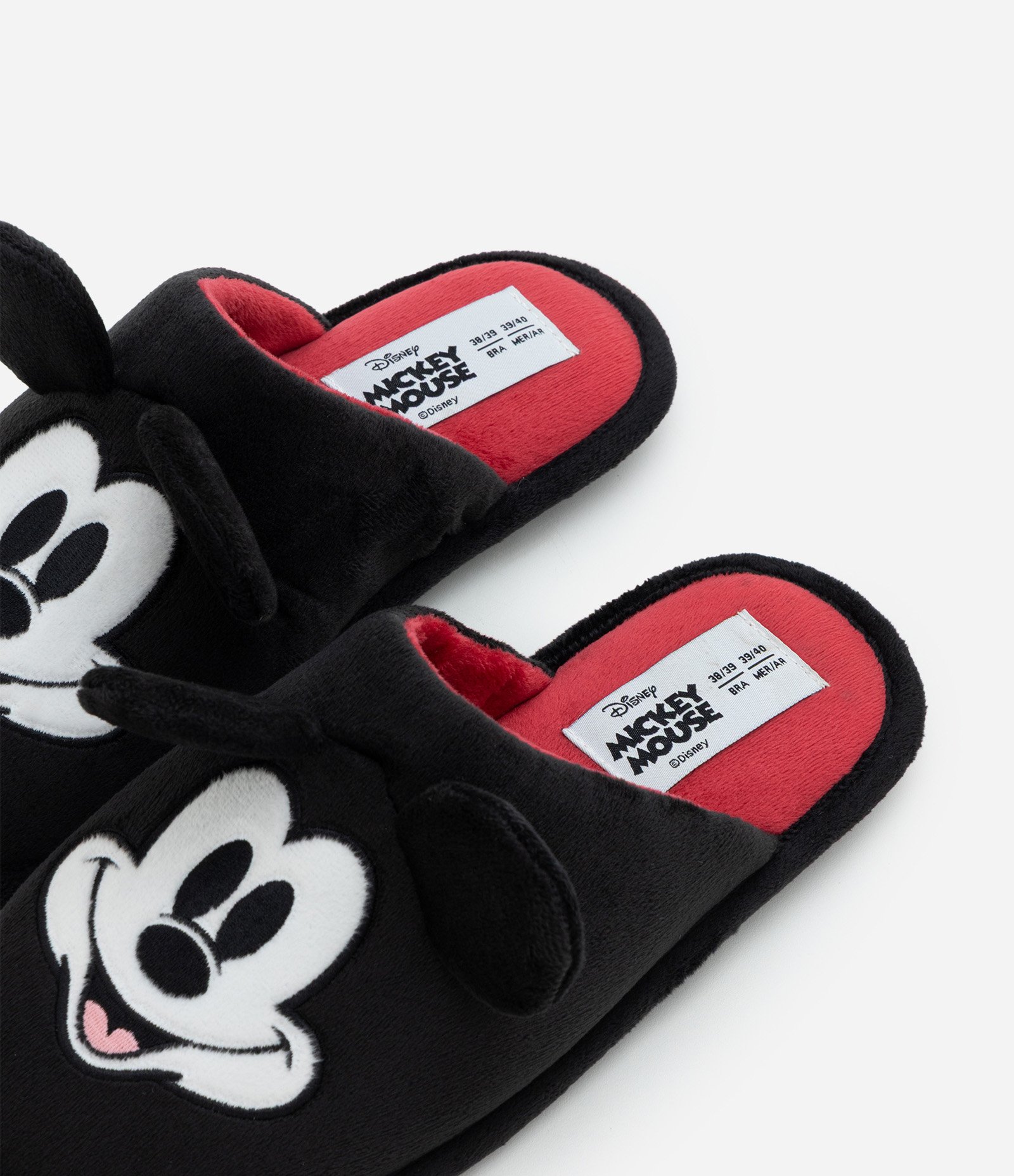 Pantufa Aberta com Bordado Mickey Mouse e Orelhinhas Preto 4