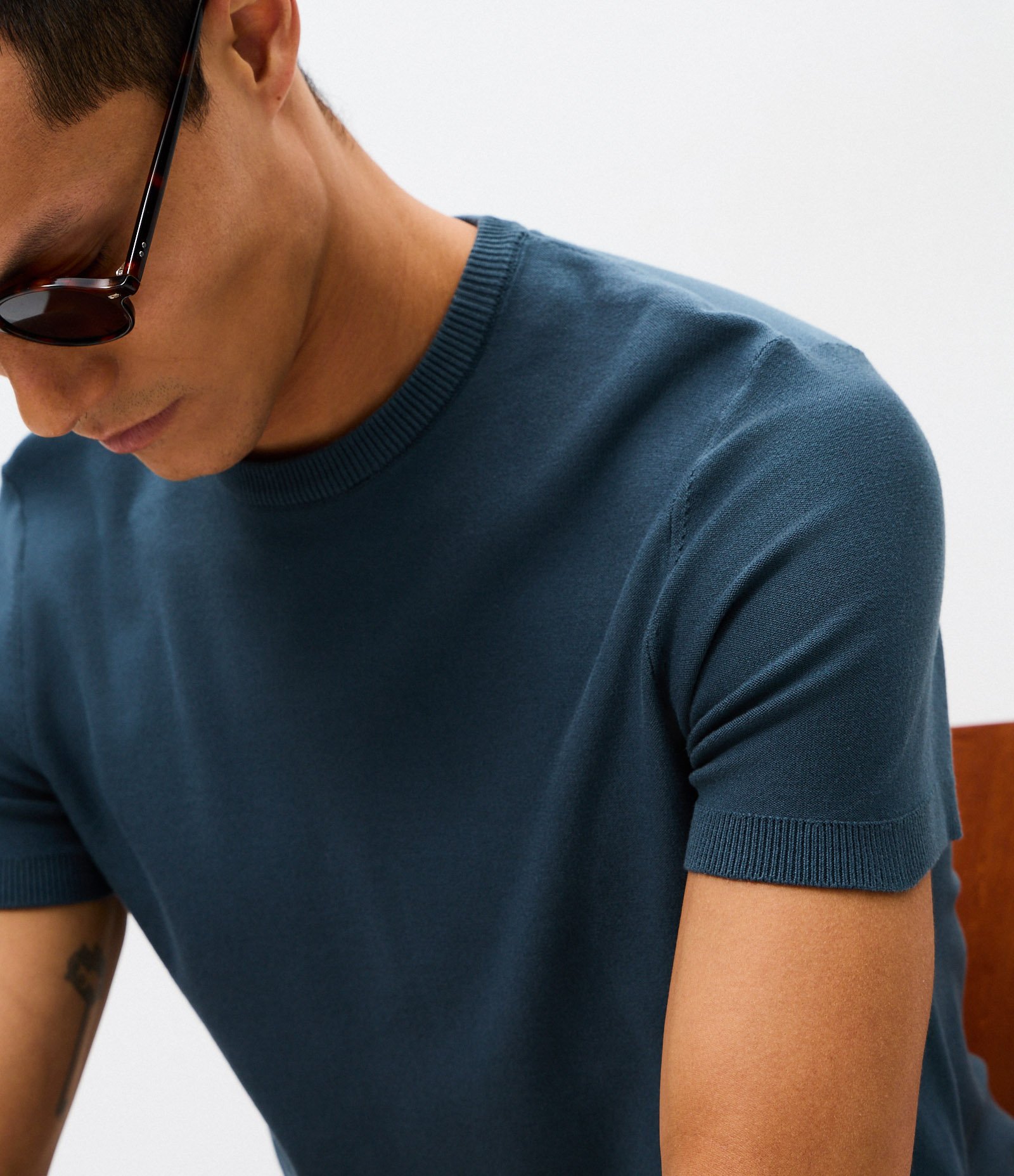 Camiseta Manga Curta Retilínea Slim Azul 3