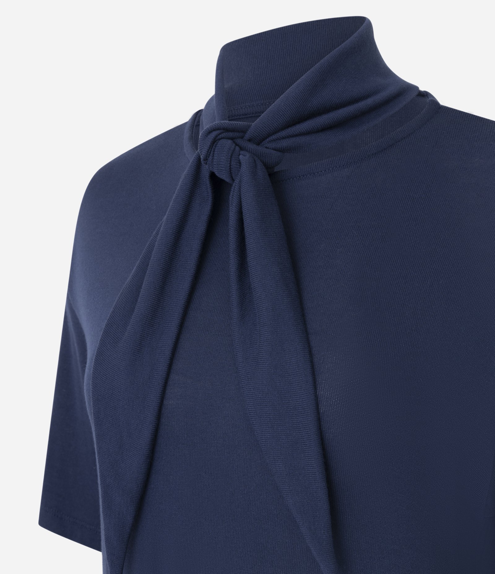 Blusa em Tricô com Gola Laço Azul 6