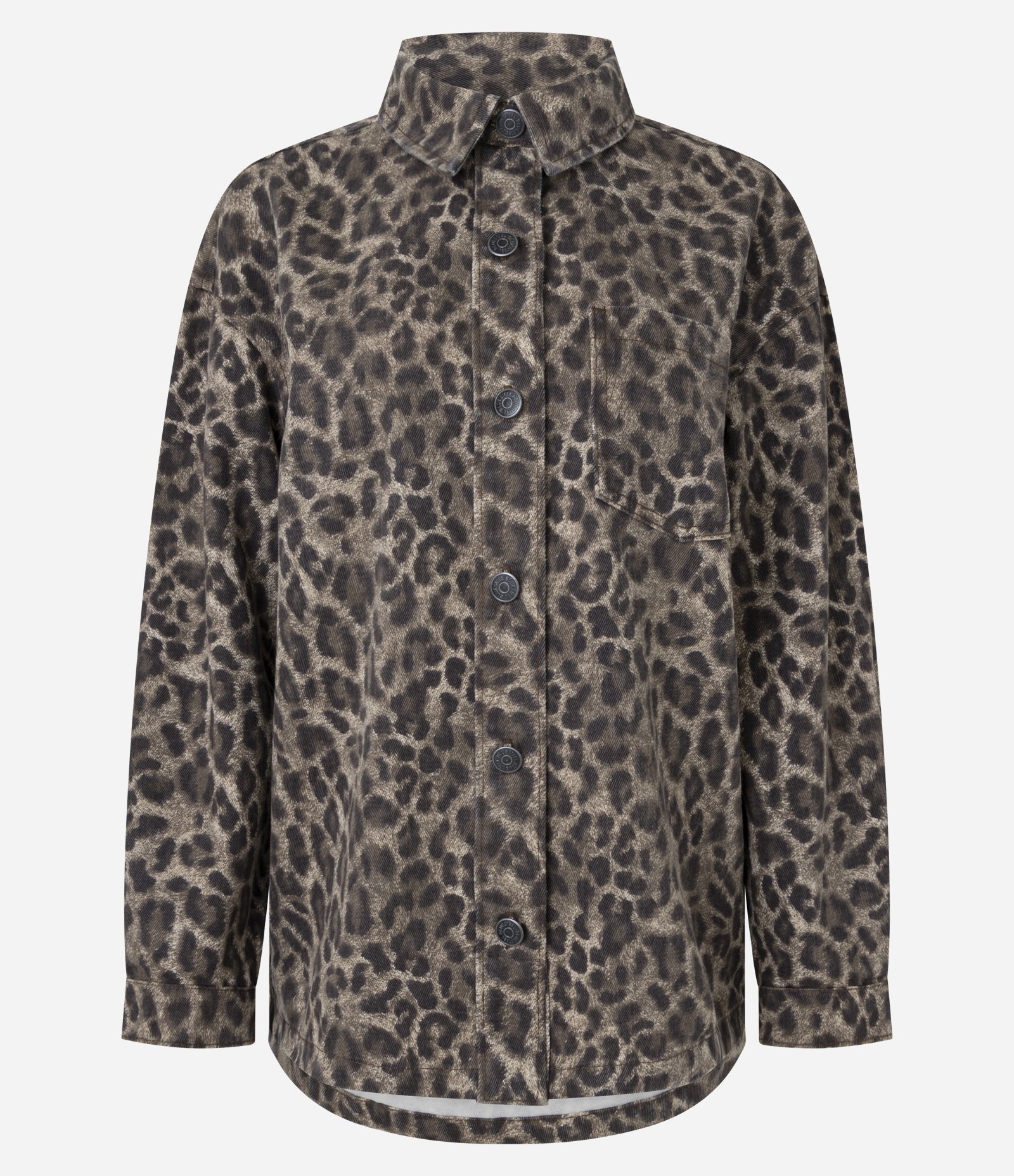 Camisa Oversized em Jeans com Estampa Animal Print Marrom 6