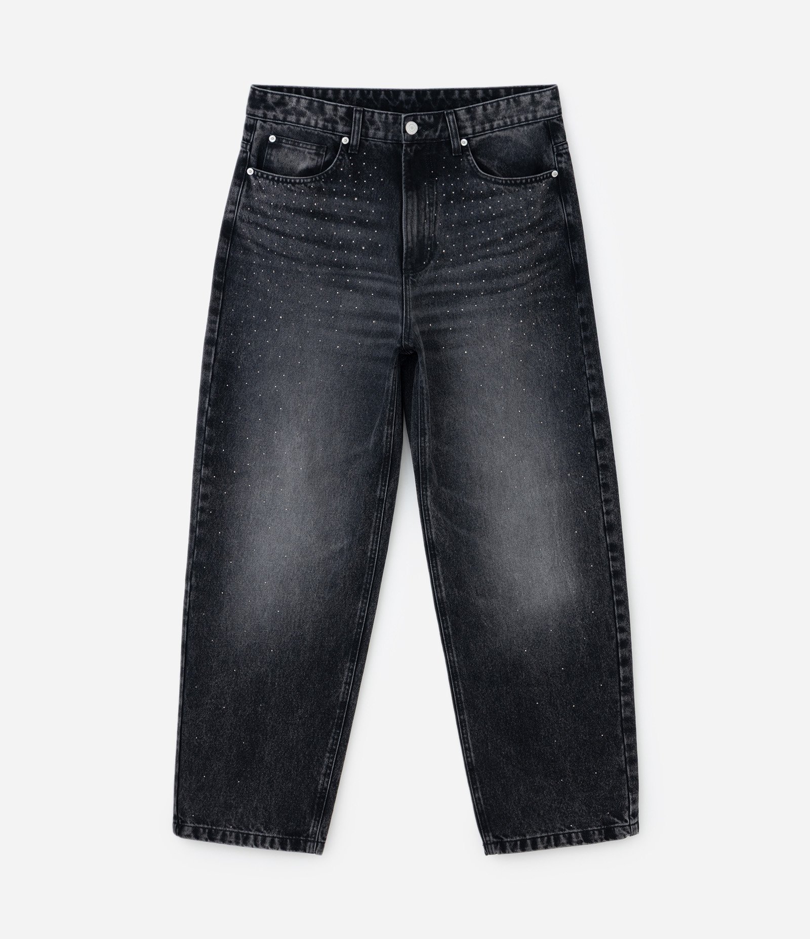 Calça Baggy Relaxed Jeans com Aplicação de Brilhos Veigh Preto 7