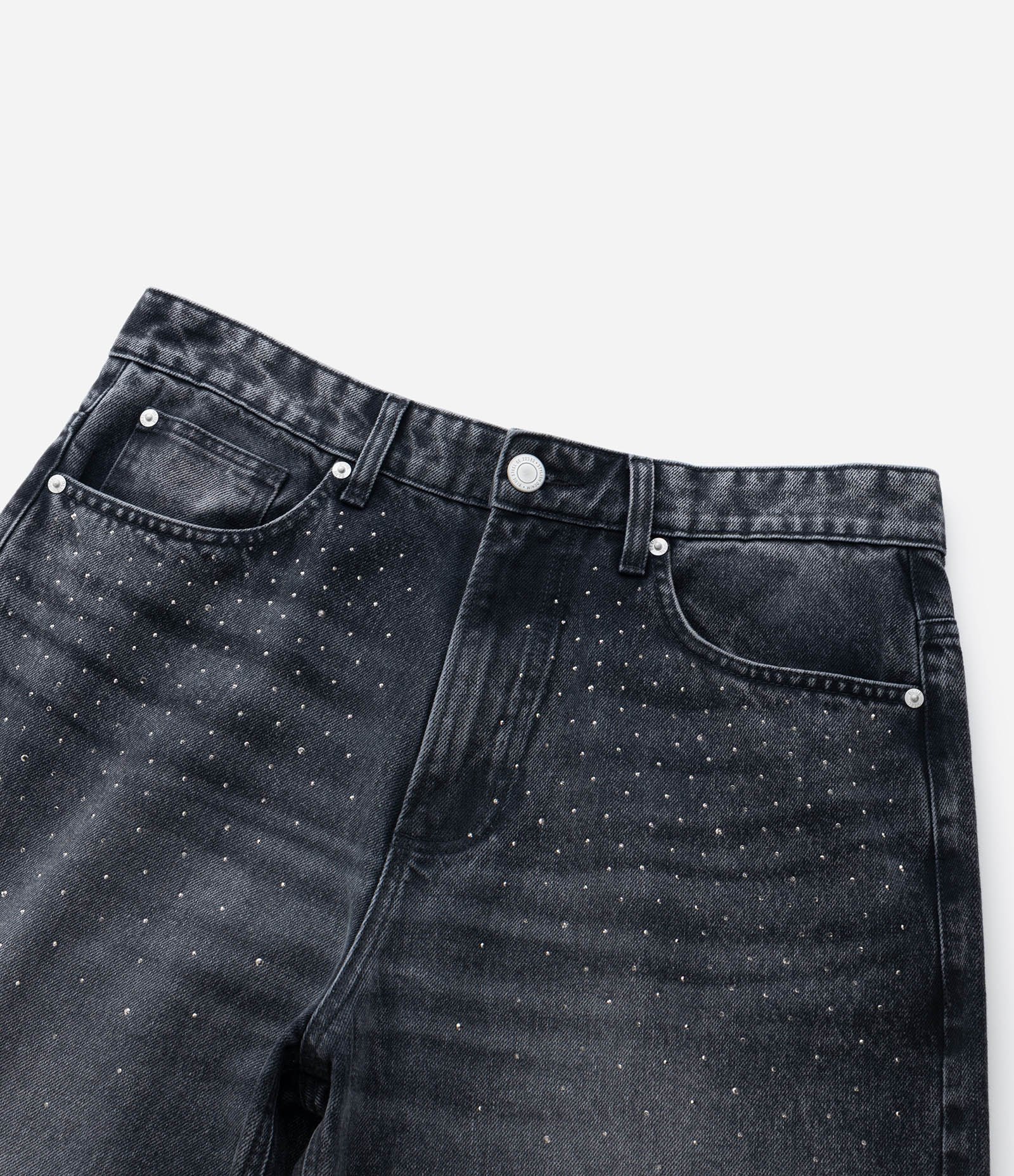 Calça Baggy Relaxed Jeans com Aplicação de Brilhos Veigh Preto 9