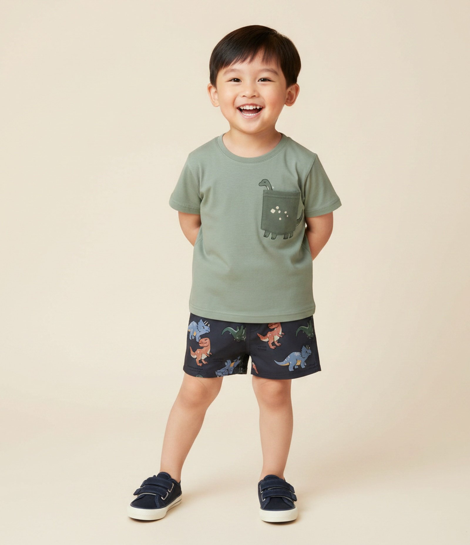 Conjunto Infantil com Estampa Dinossauros – Tam 1 a 6 Anos Verde/Azul 1