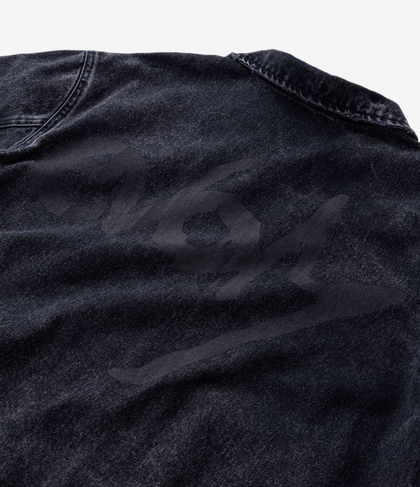 Jaqueta Boxy Denim Jeans com Estampa EVOM Veigh Preto 16