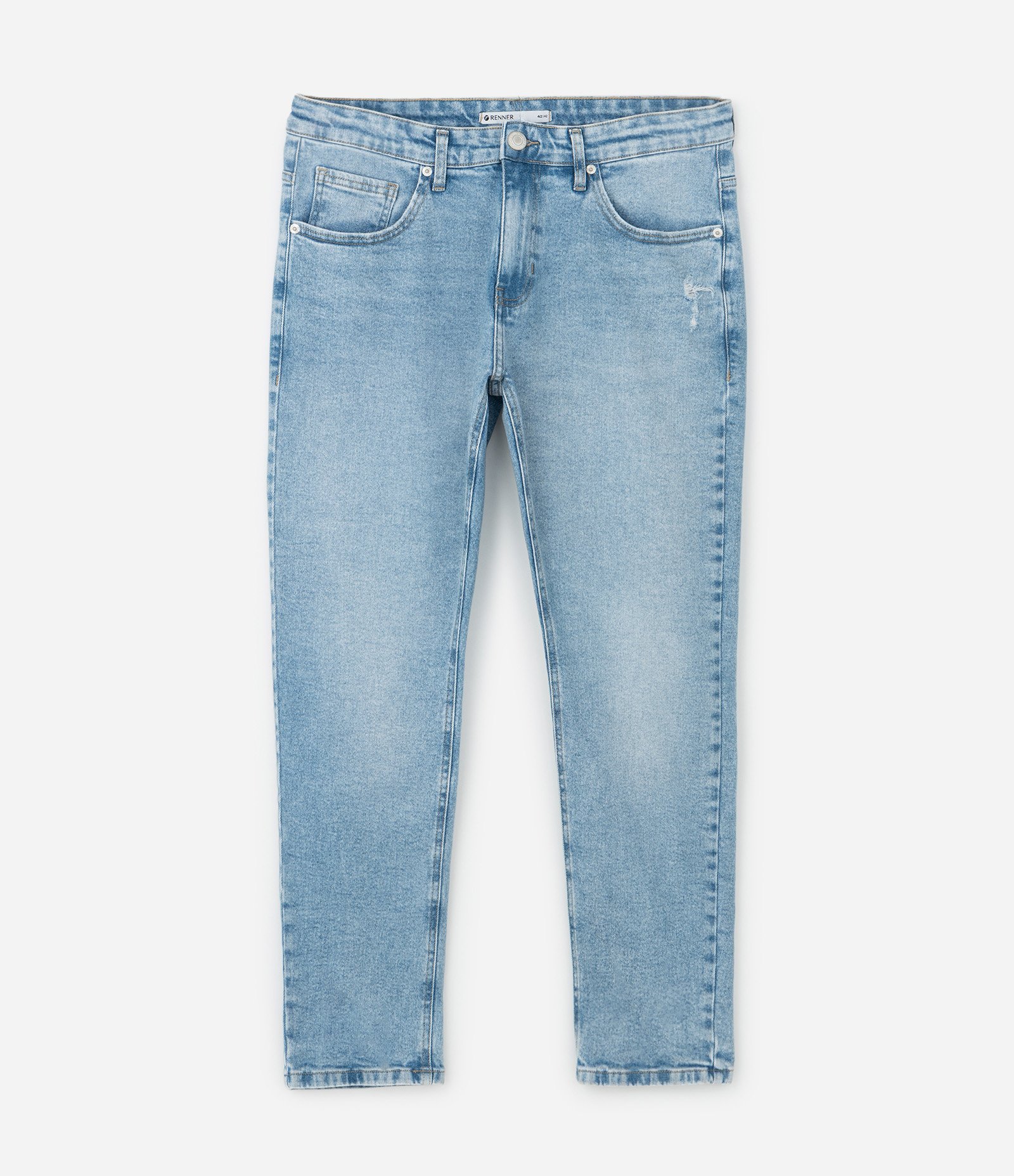 Calça Slim Cropped em Jeans Azul 1