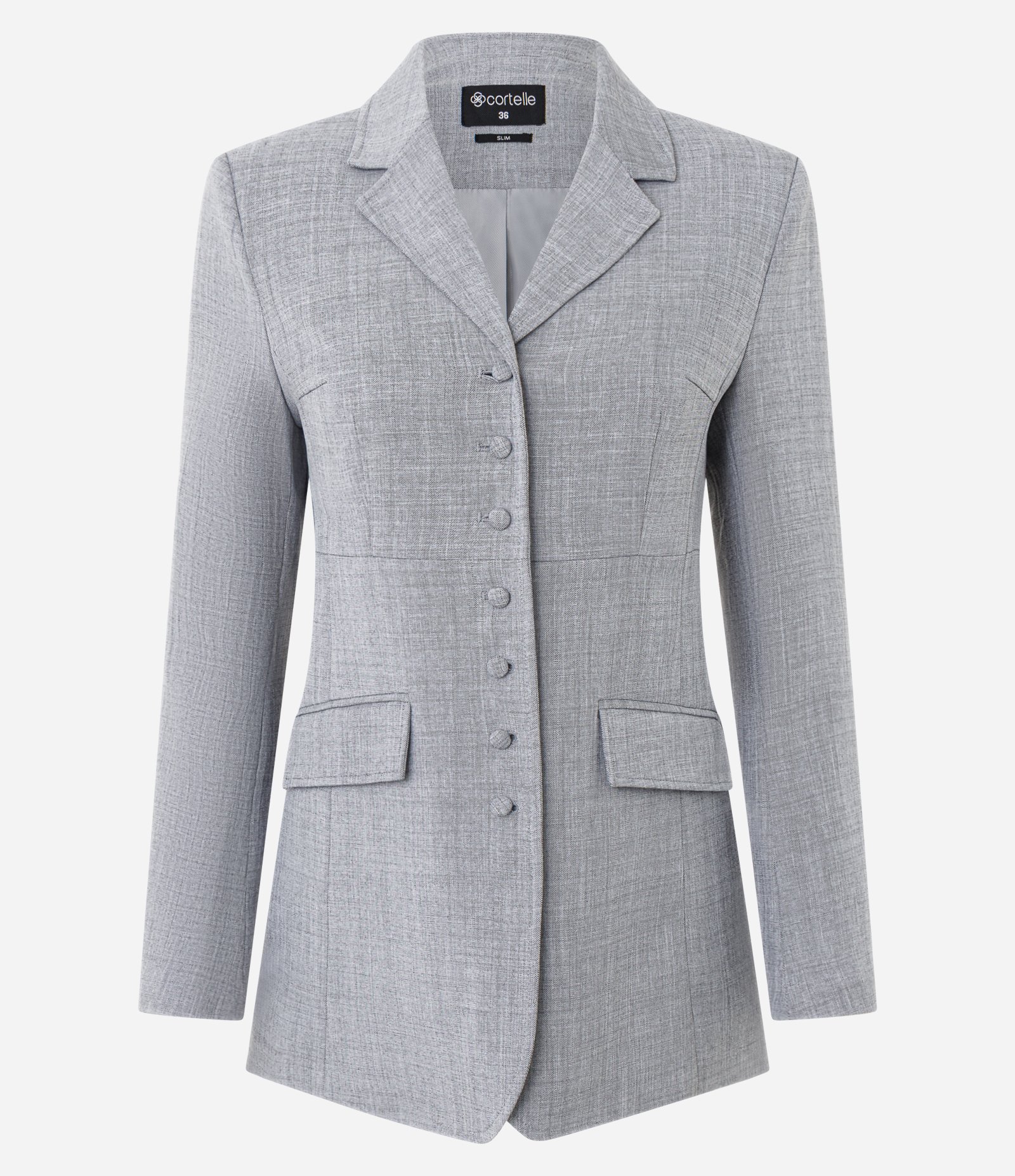 Blazer Estruturado de Alfaiataria com Abotoamento Frontal Cinza 6