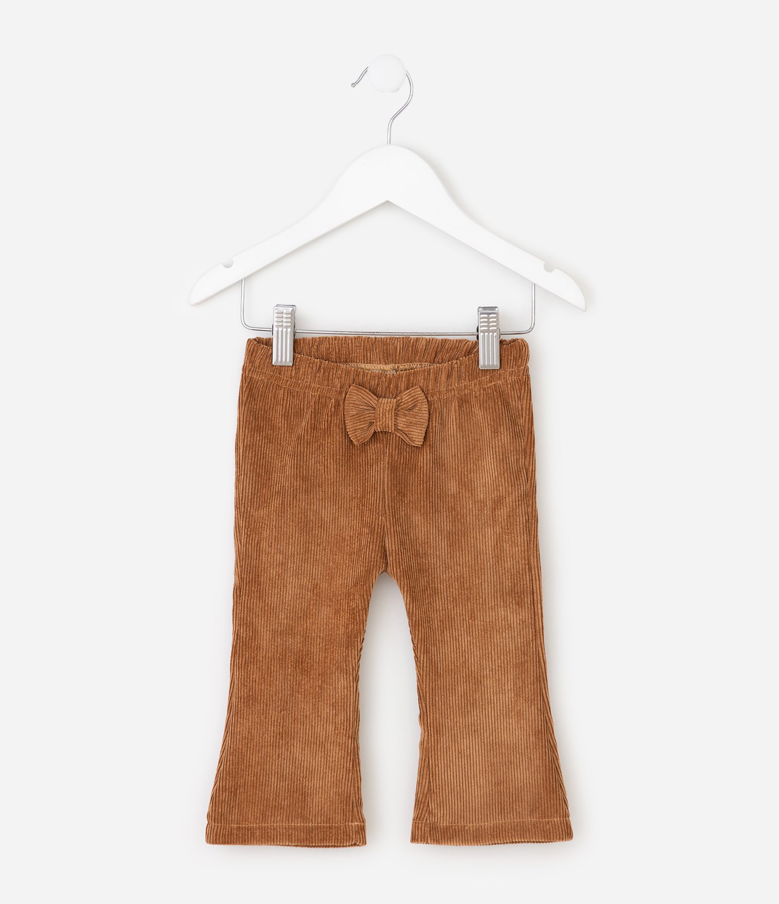 Calça Flare Infantil em Veludo Cotelê com Laço – Tam 0 a 18 Meses Marrom 2