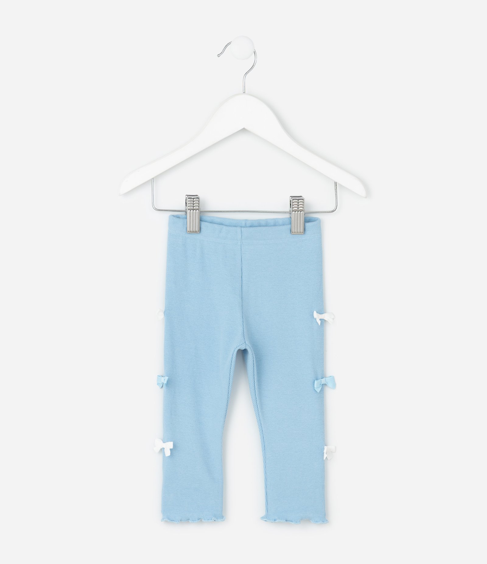 Calça Legging Infantil em Ribana com Lacinhos – Tam 0 a 18 Meses Azul Claro 2