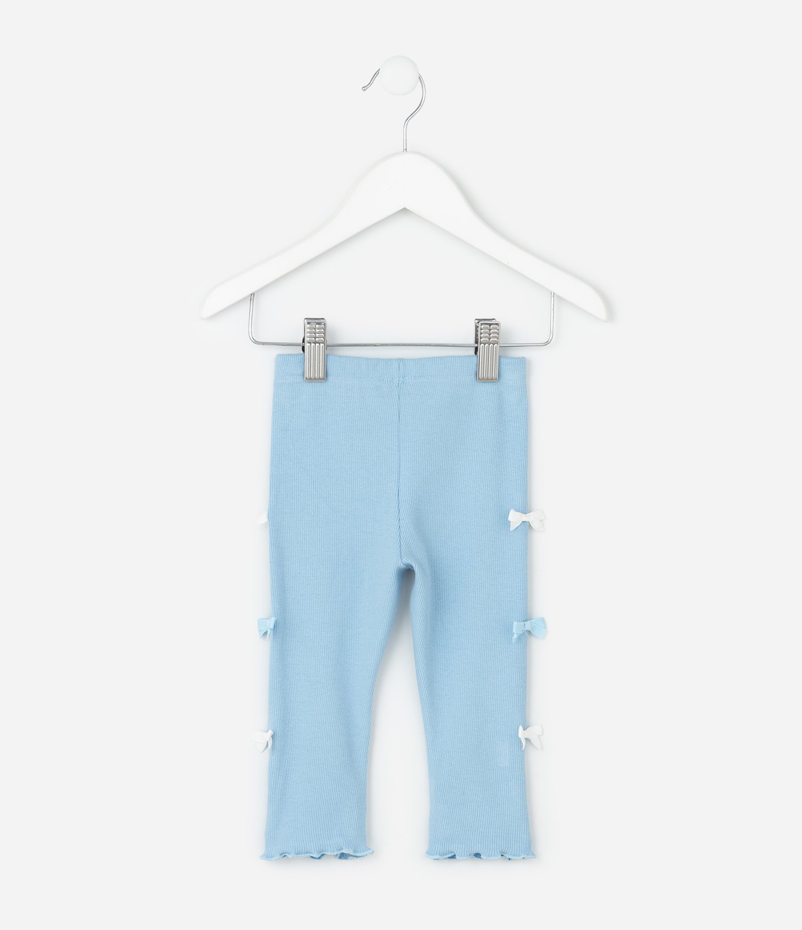 Calça Legging Infantil em Ribana com Lacinhos – Tam 0 a 18 Meses Azul Claro 3