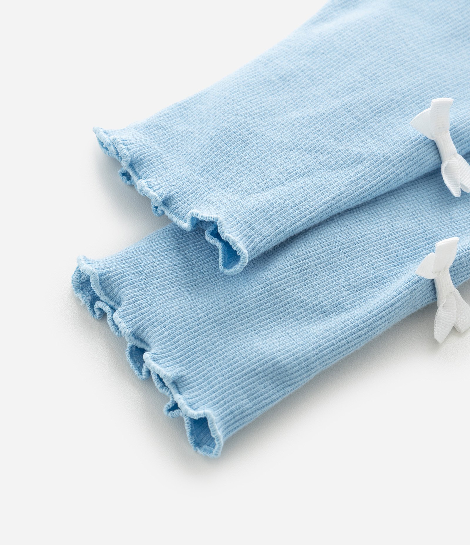 Calça Legging Infantil em Ribana com Lacinhos – Tam 0 a 18 Meses Azul Claro 5