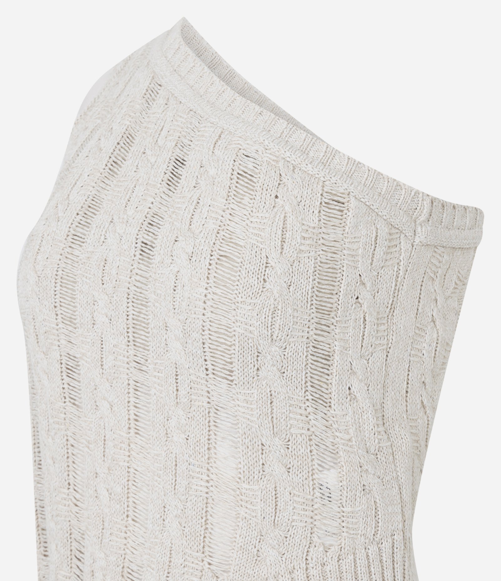 Blusa Texturizada em Tricô com Ombro Só Bege 6