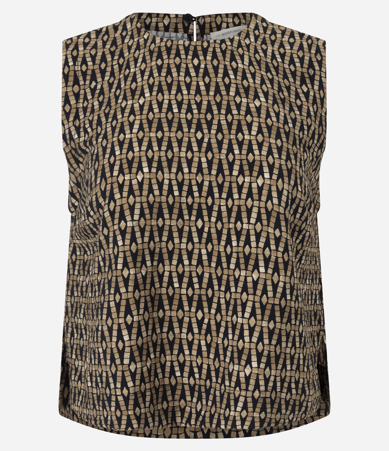 Blusa em Viscose com Estampa Geométrica Preto/Bege 5