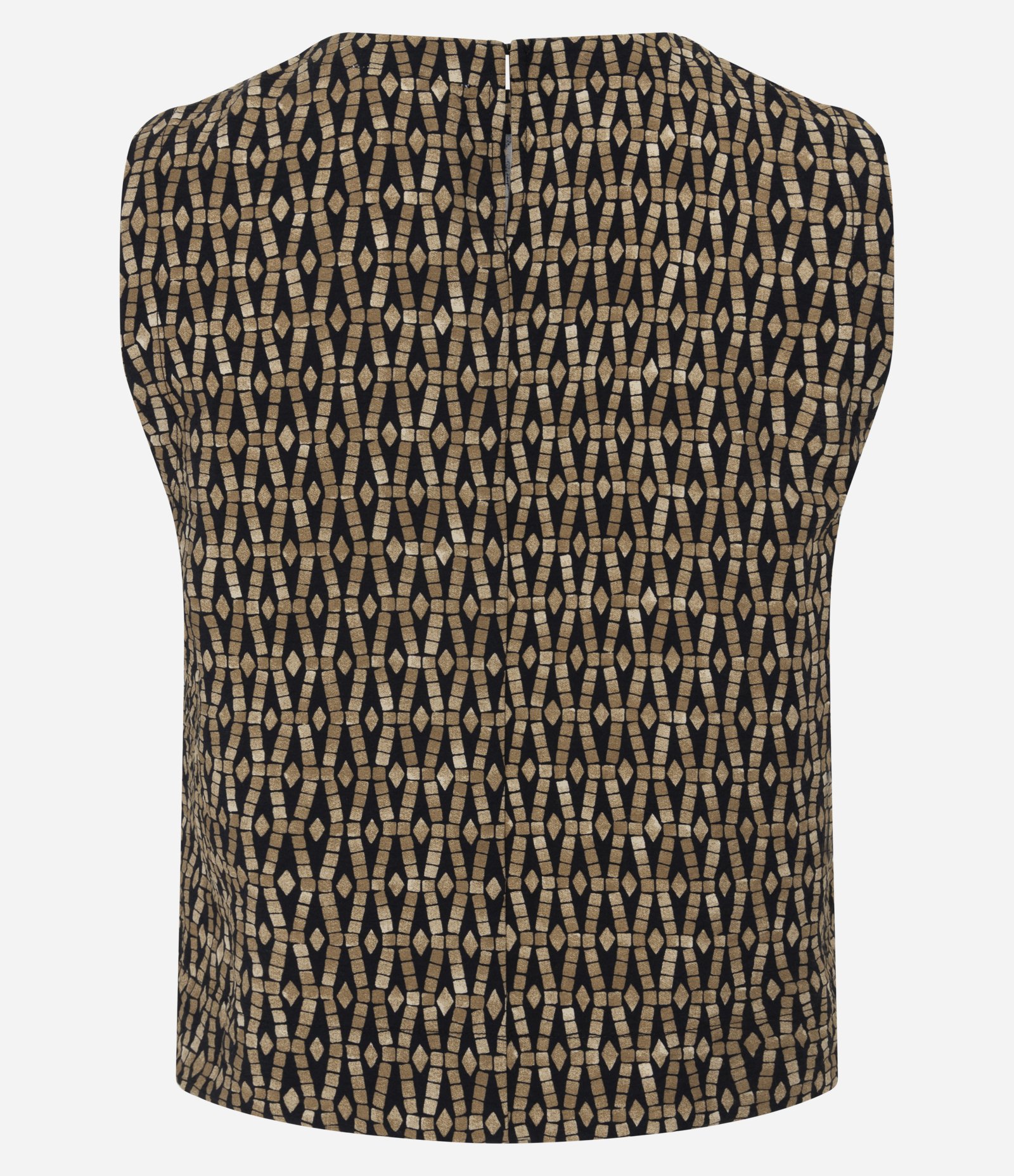 Blusa em Viscose com Estampa Geométrica Preto/Bege 6